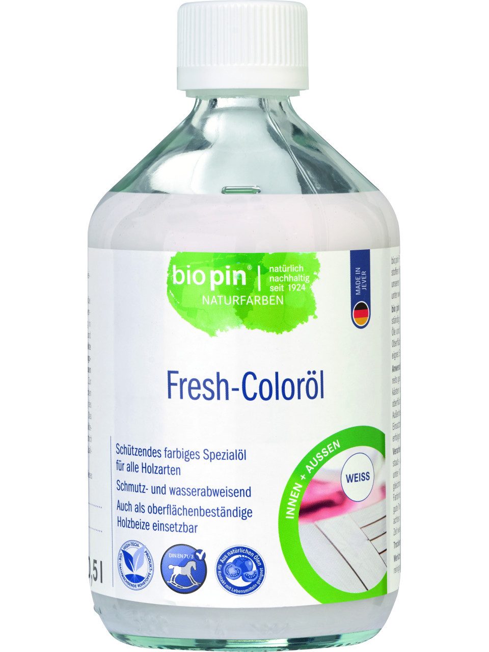 Bio Pin Holzöl Biopin Naturfarben Holz-Coloröl 500 ml weiß