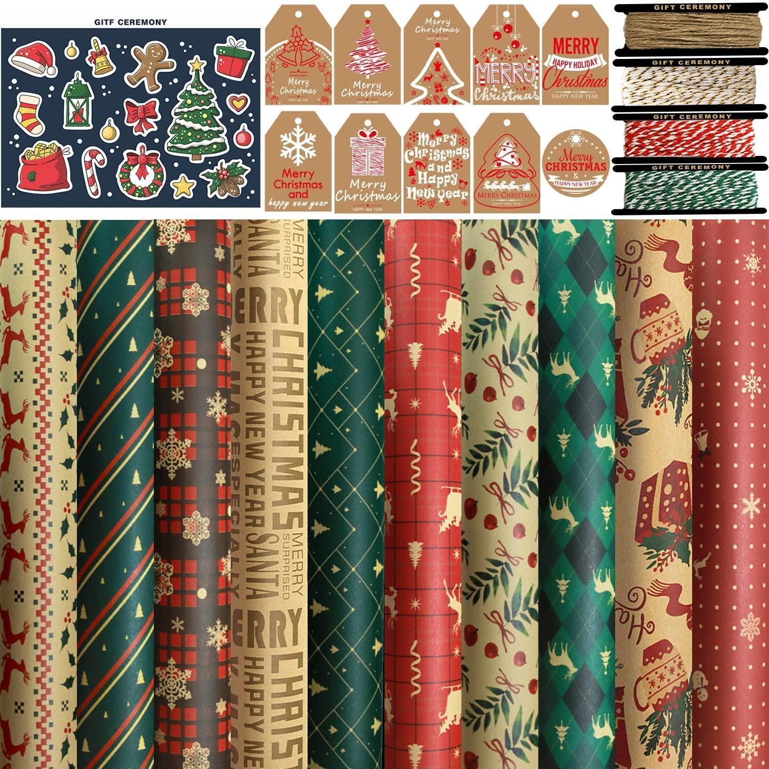 LuxusKollektion Geschenkpapier Geschenkpapier Weihnachten 10 Blatt Recyceltes Kraftpapier 50x70cm, (1St)
