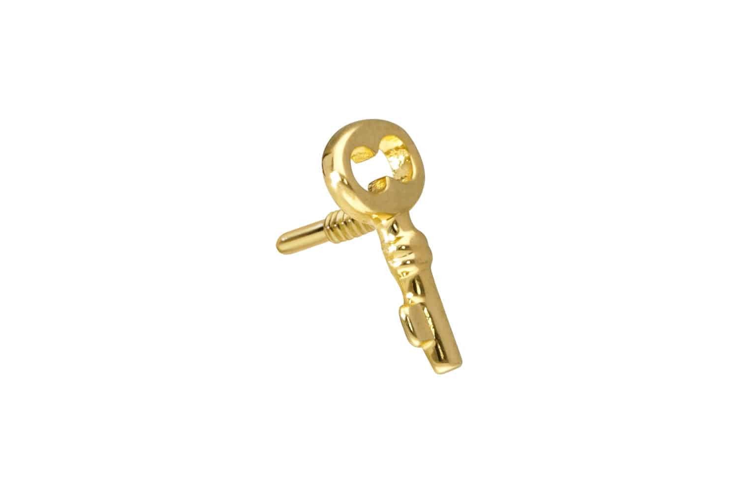 Piercing-Set 14 Karat Gold Schraubaufsatz mit Außengewinde SCHLÜSSEL