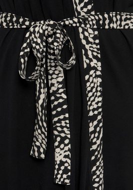 LASCANA Kimono, Kurzform, Single-Jersey, Kimono-Kragen, Gürtel, mit gemusterter Kontrastblende