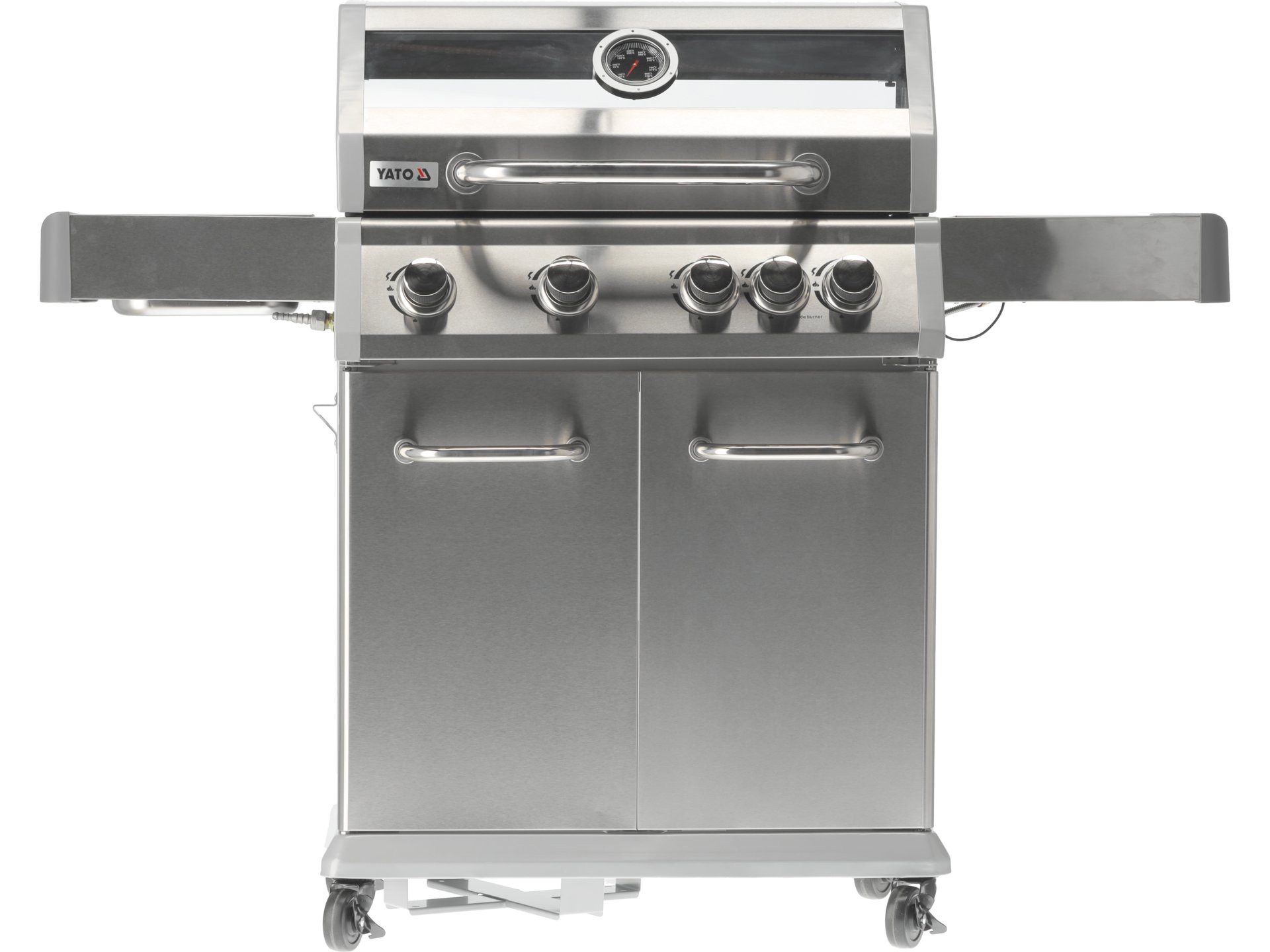 Yato Gasgrill Gasgrill 14,2kW, 4+1 Brenner, Edelstahl 133x57x113cm, Sichtfenster, Gasgrill 14,2kW, 4+1 Brenner, Edelstahl 133x57x113cm, Sichtfenster, Gasgrill 14,2kW, 4+1 Brenner, Edelstahl 133x57x113cm, Sichtfenster