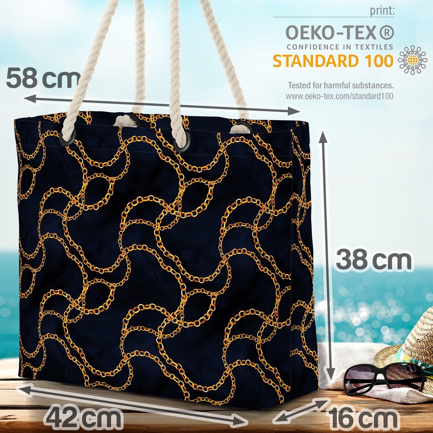 VOID Strandtasche (1-tlg), Barock Fashion Antike antik Italien griechenland Ketten Muster Design