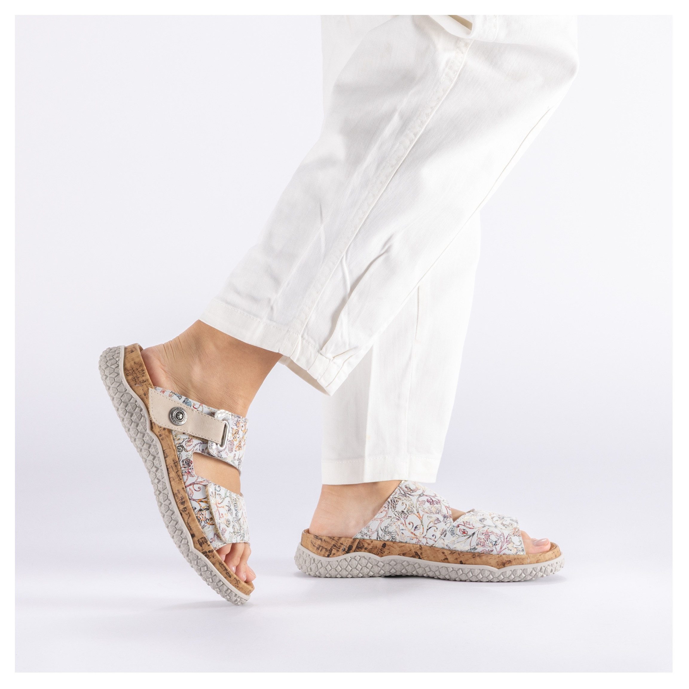 Rieker Pantolette Sommerschuh, Schlupfschuh, Hausschuh mit Klettriemchen