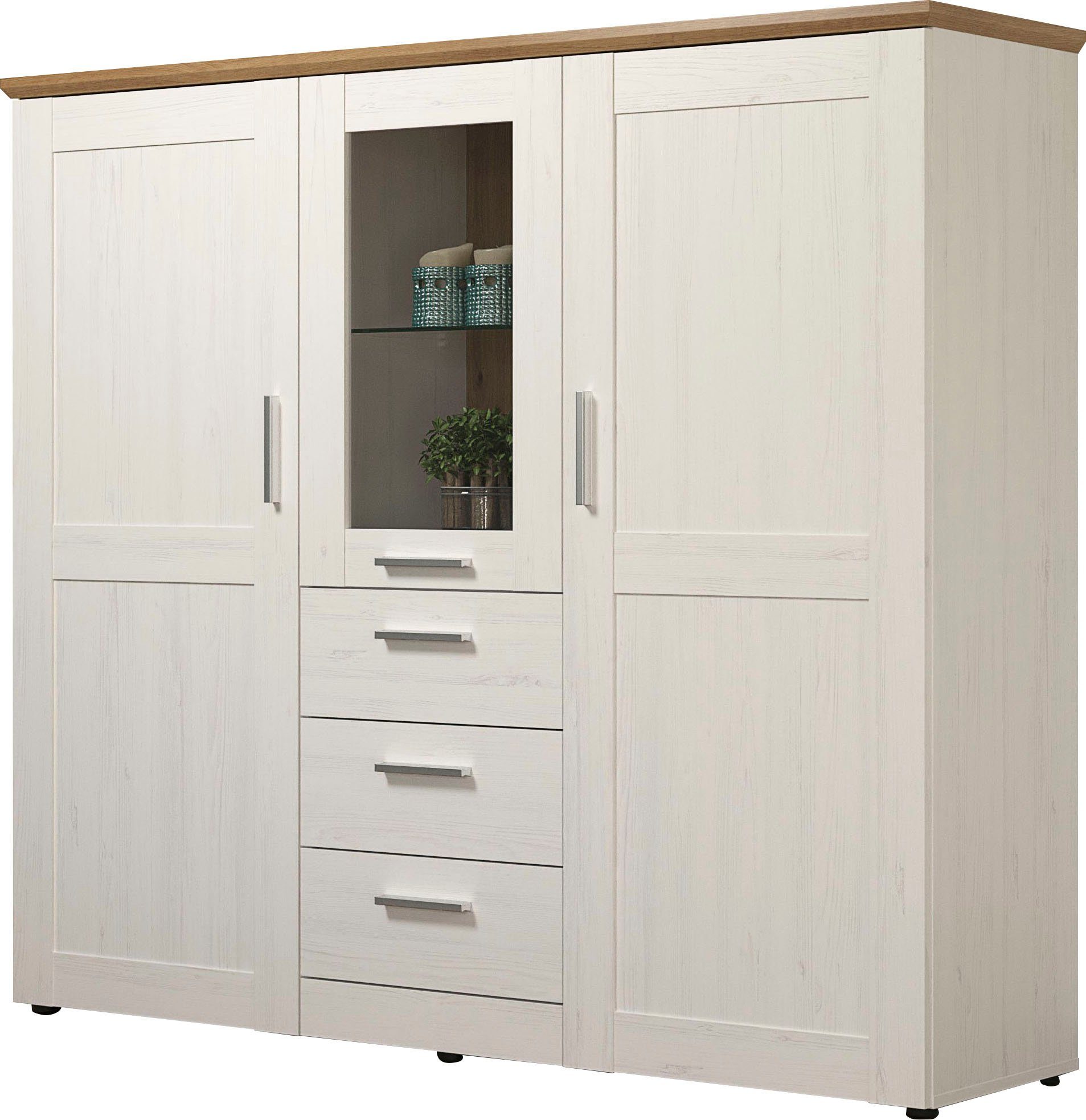 Home affaire Highboard Nybro, Vitrine, wechselseitig montierbarer Türanschlag, Breite 159 cm