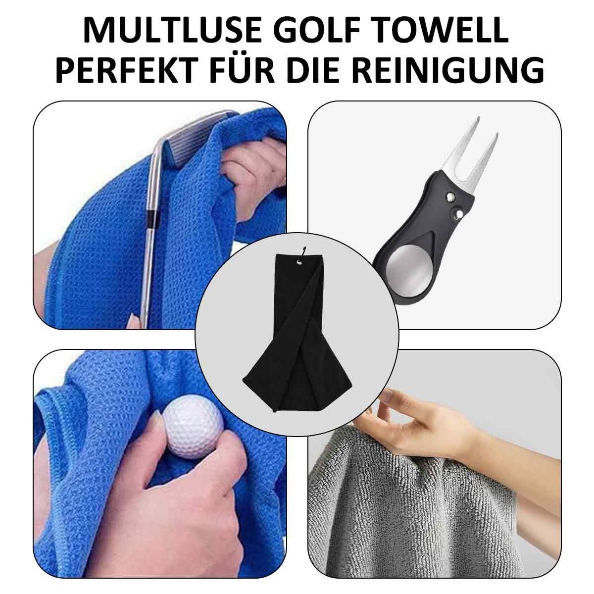 Jormftte Stoff,Waffelmuster Handtücher Gefaltetes Mikrofaser Golfhandtuch,Premium Schwarz