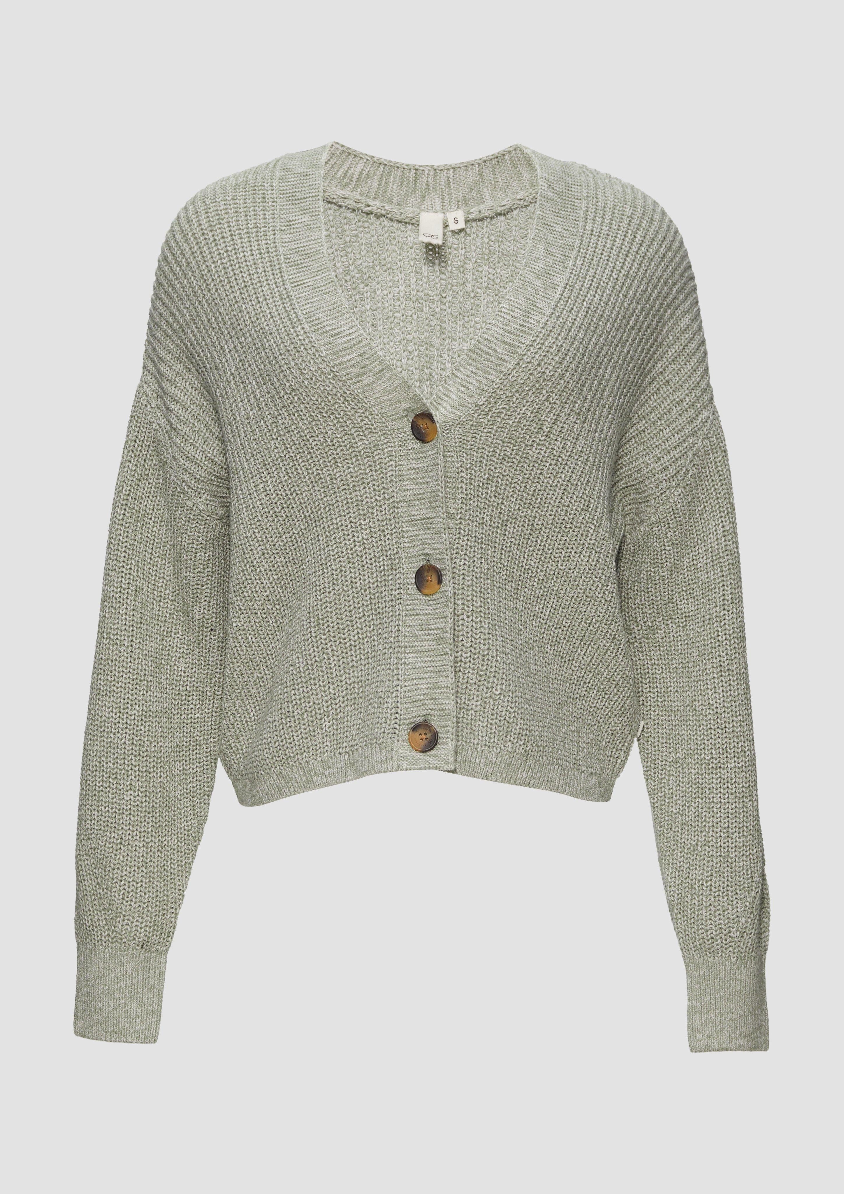 QS Funktionsjacke Strickjacke aus Baumwollmix Rippblende günstig online kaufen