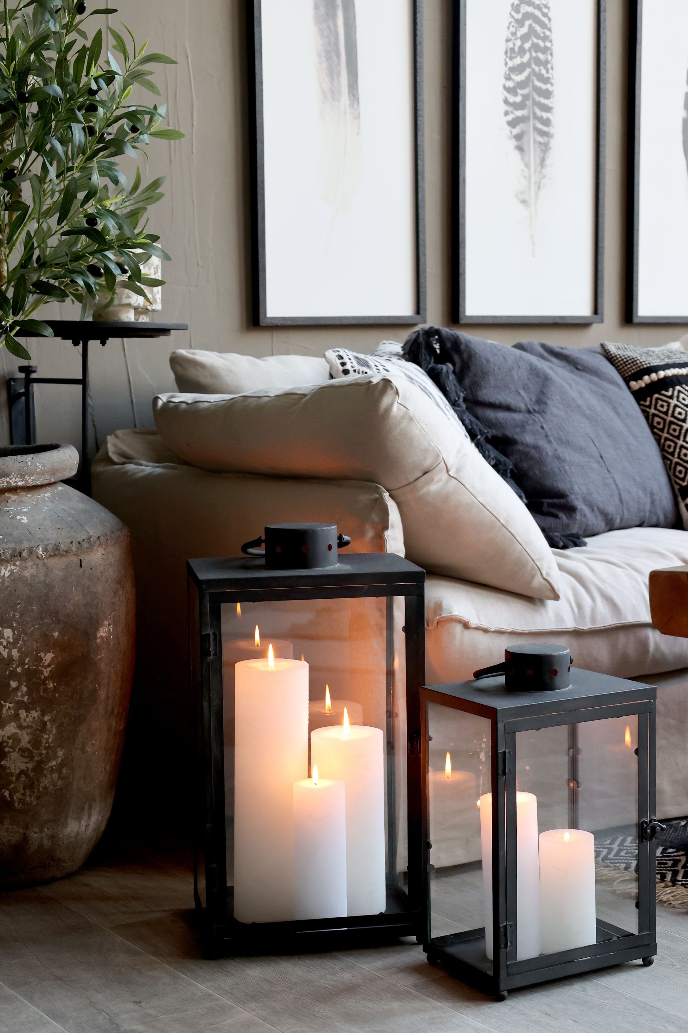 Chic Antique Kerzenlaterne Chic Antique * Фонари Set antique kohle H55 + H40,5 cm (2 St)