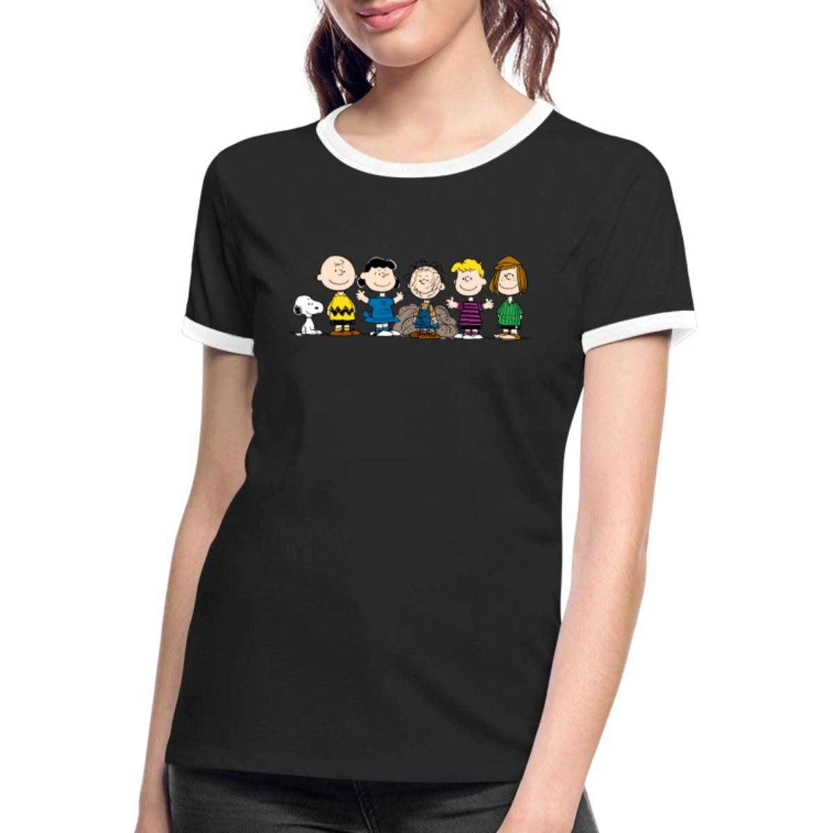 Spreadshirt T-Shirt Peanuts Snoopy Und Seine Freunde Frauen Kontrast T-Shirt (1-tlg)