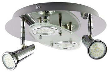 TRANGO LED Deckenleuchte, 4-flammig 3088 LED Deckenleuchte *ELLA* in Rund Chrom-Optik incl. 4x 3 Watt GU10 LED Leuchtmittel I Deckenlampe I Deckenstrahler I Deckenspots, Wohnzimmer Lampe schwenkbar und drehbar