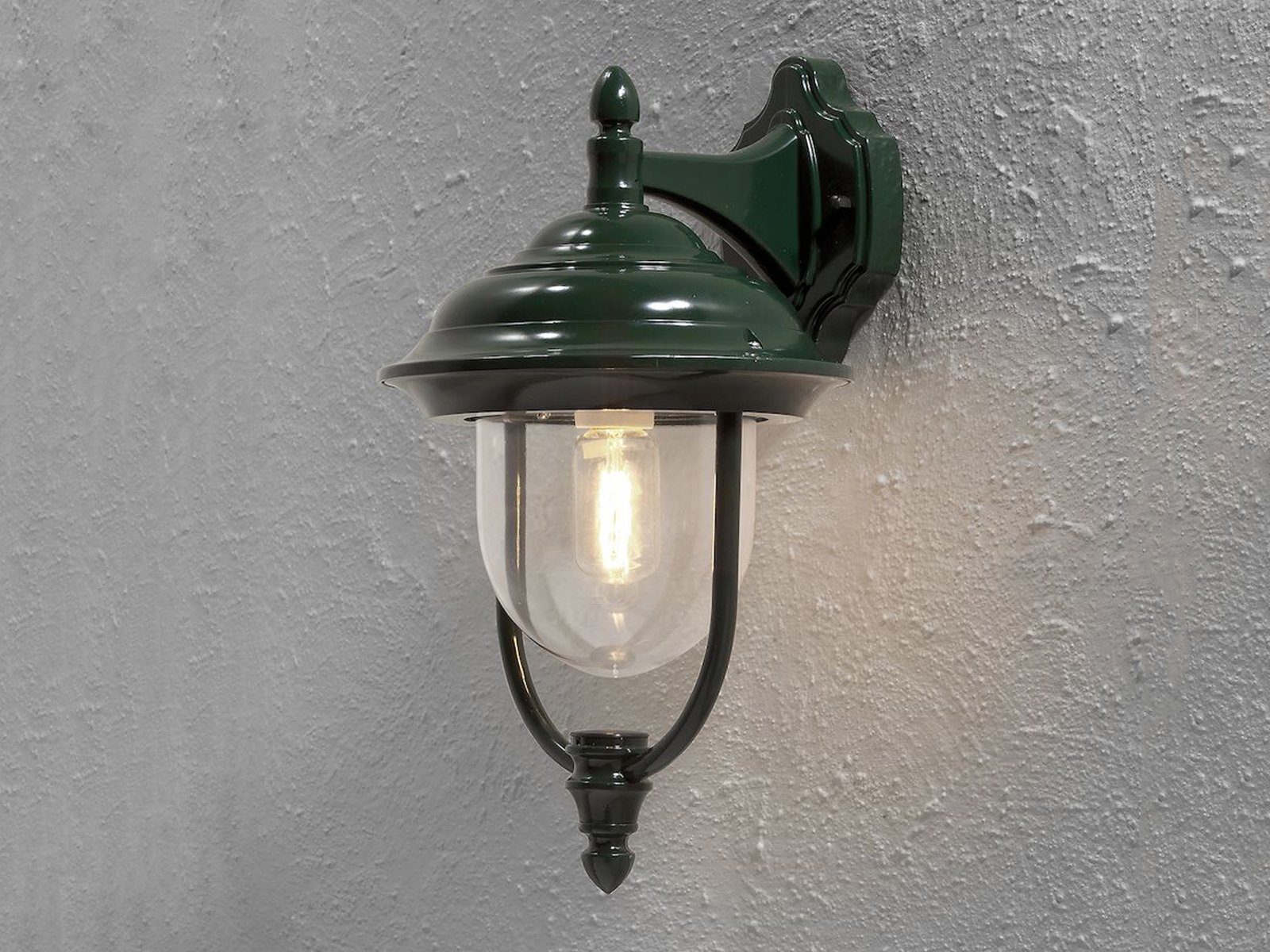 KONSTSMIDE LED Außen-Wandleuchte, LED wechselbar, Warmweiß, Wand-laterne Landhausstil Haus-wand beleuchten Außenlicht Grün H: 46cm