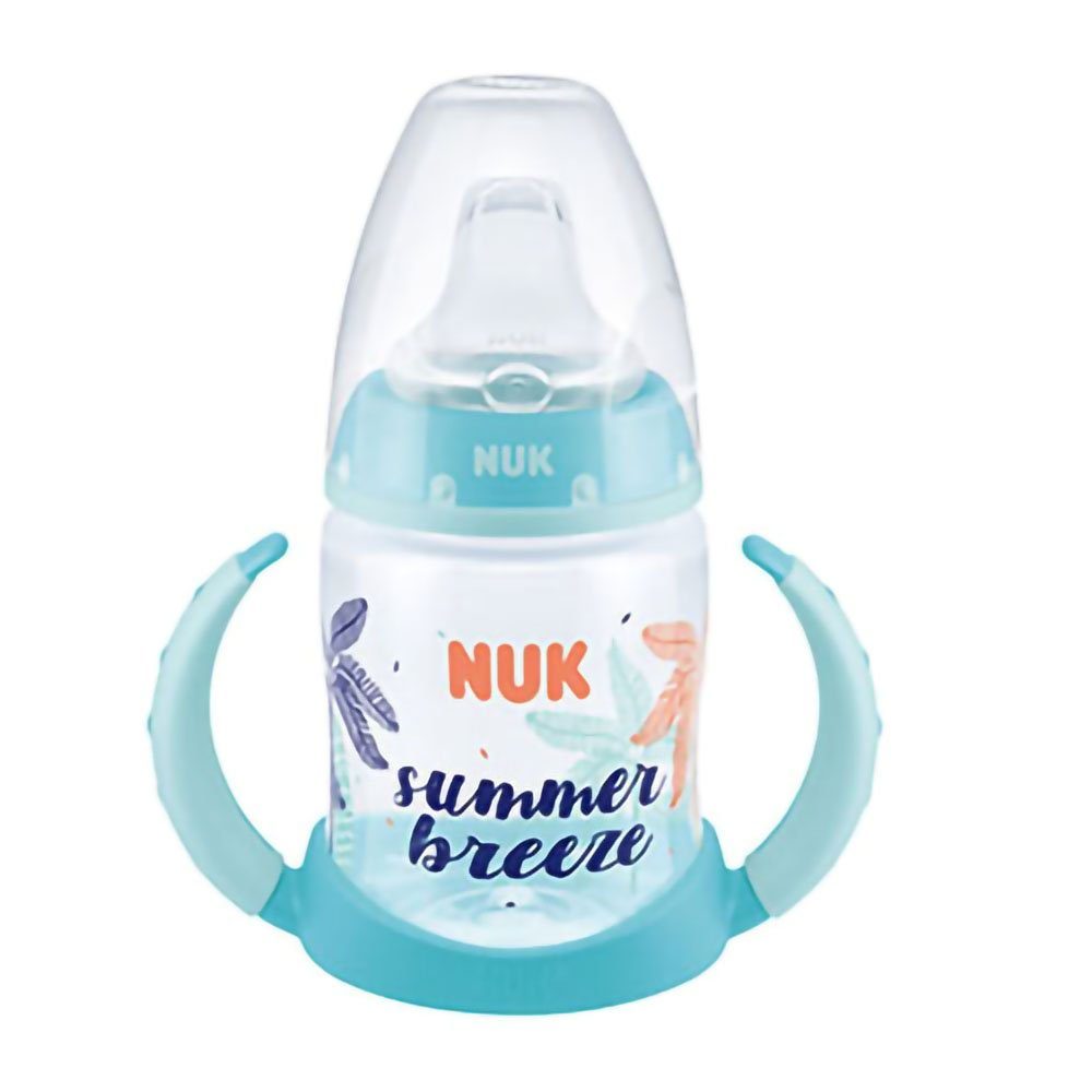 NUK Babyflasche NUK First Choice blau 150ml 6-18M Trinklernflasche Beach Griff mit Editon