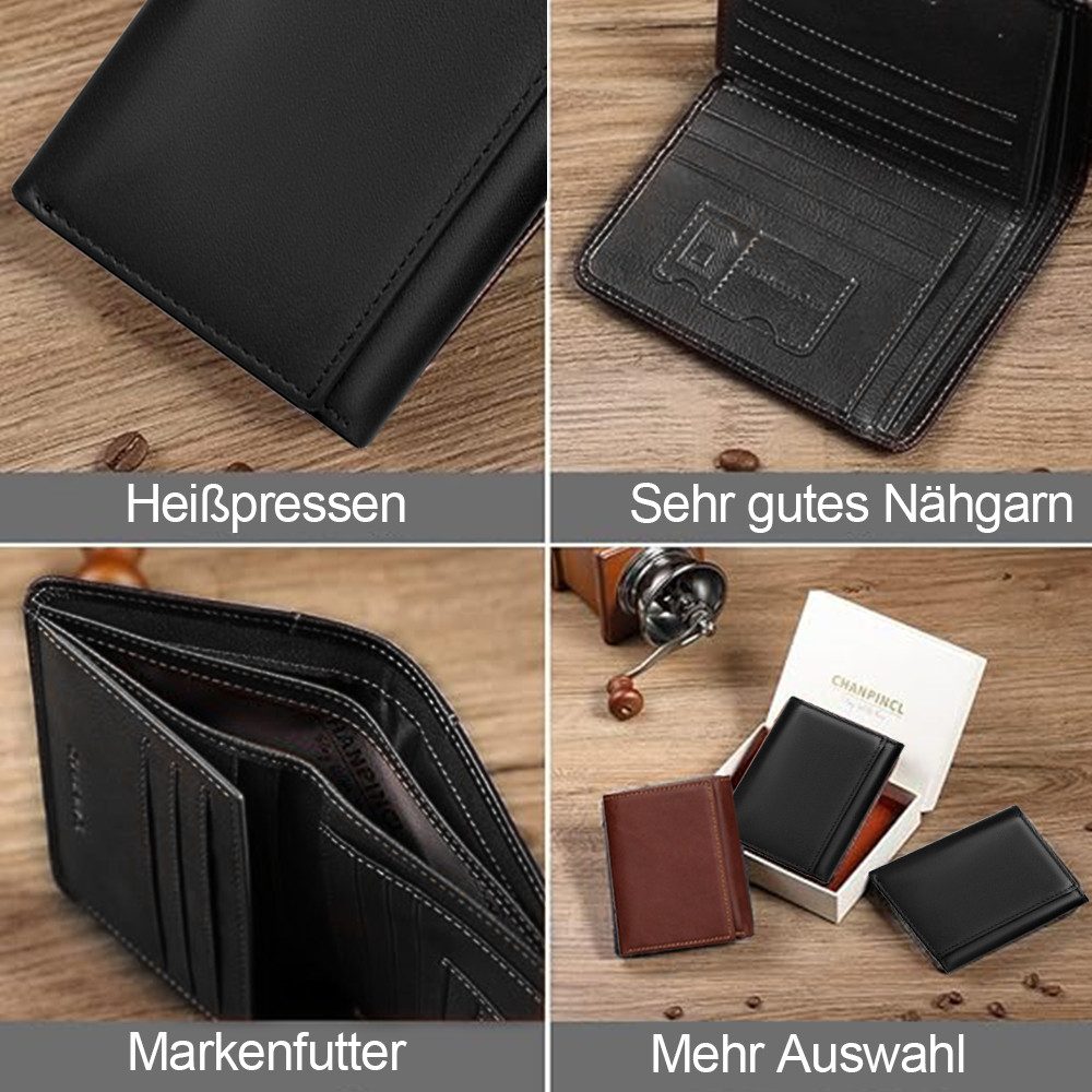 Keyura Geldbörse Leder Geldbörse,Herren Echtleder Portmonee,RFID Schutz,Querformat (Große Kapazität Echtleder RFID-Schutz Praktische für Männer, Münzbörse, Portemonnaie, Brieftasche, Wallet Portmonee), Leder Portmonee ist eine ideale Geschenkidee für Männer & Frauen