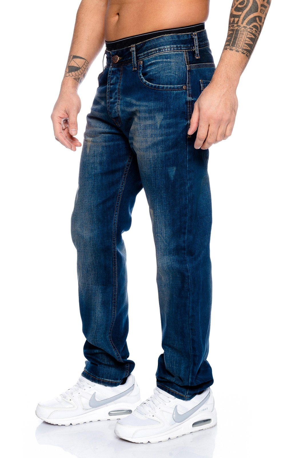 RC-2102 Regular-fit-Jeans Blau Herren Creek Jeans Rock Stonewashed