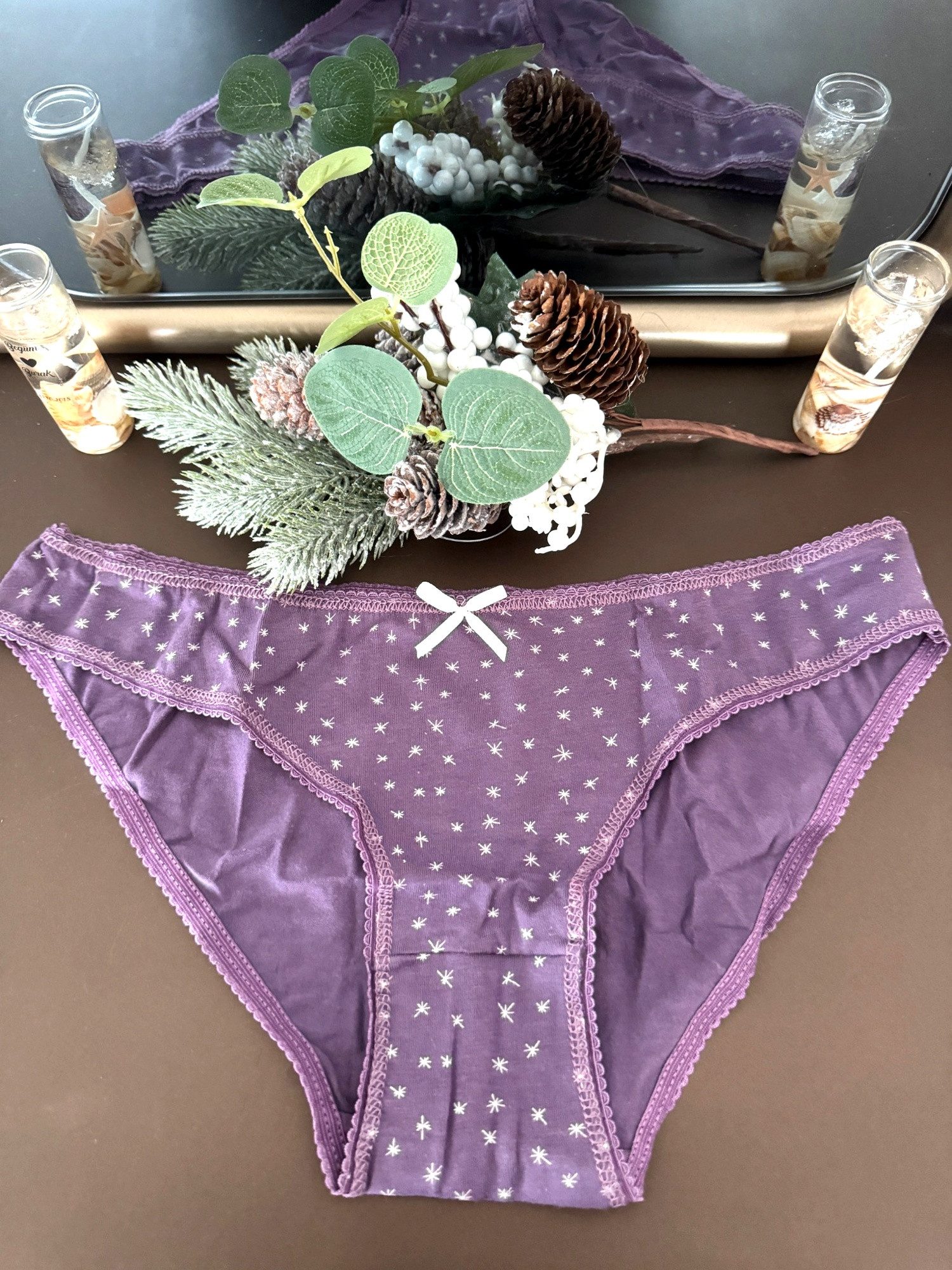 Slip Damen Slip 7er Pack – Gemustert, Baumwolle, Mit Schleifchen