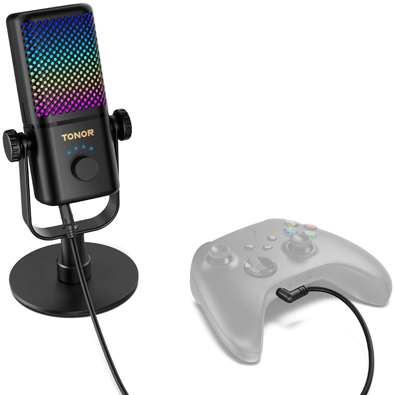 TONOR Mikrofon Mikrofon Kompatibel mit Xbox, Kondensator Mikrofon mit RGB