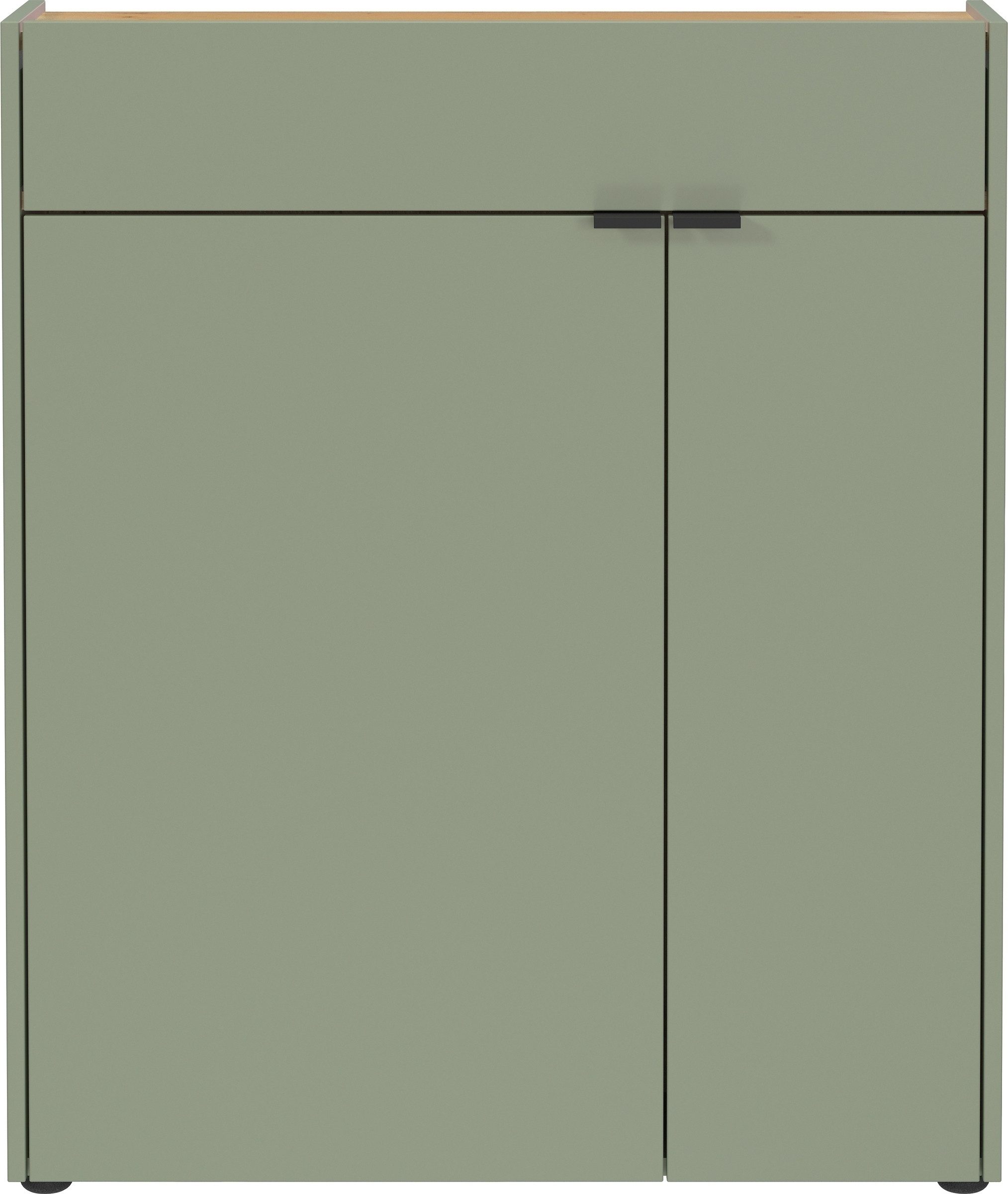 freiraum Schuhkommode GW-AMECA, 2 Türen, 1 Schub, Taupegrün / Navarra-Eiche-Dekor - 83x99x22cm (BxHxT)