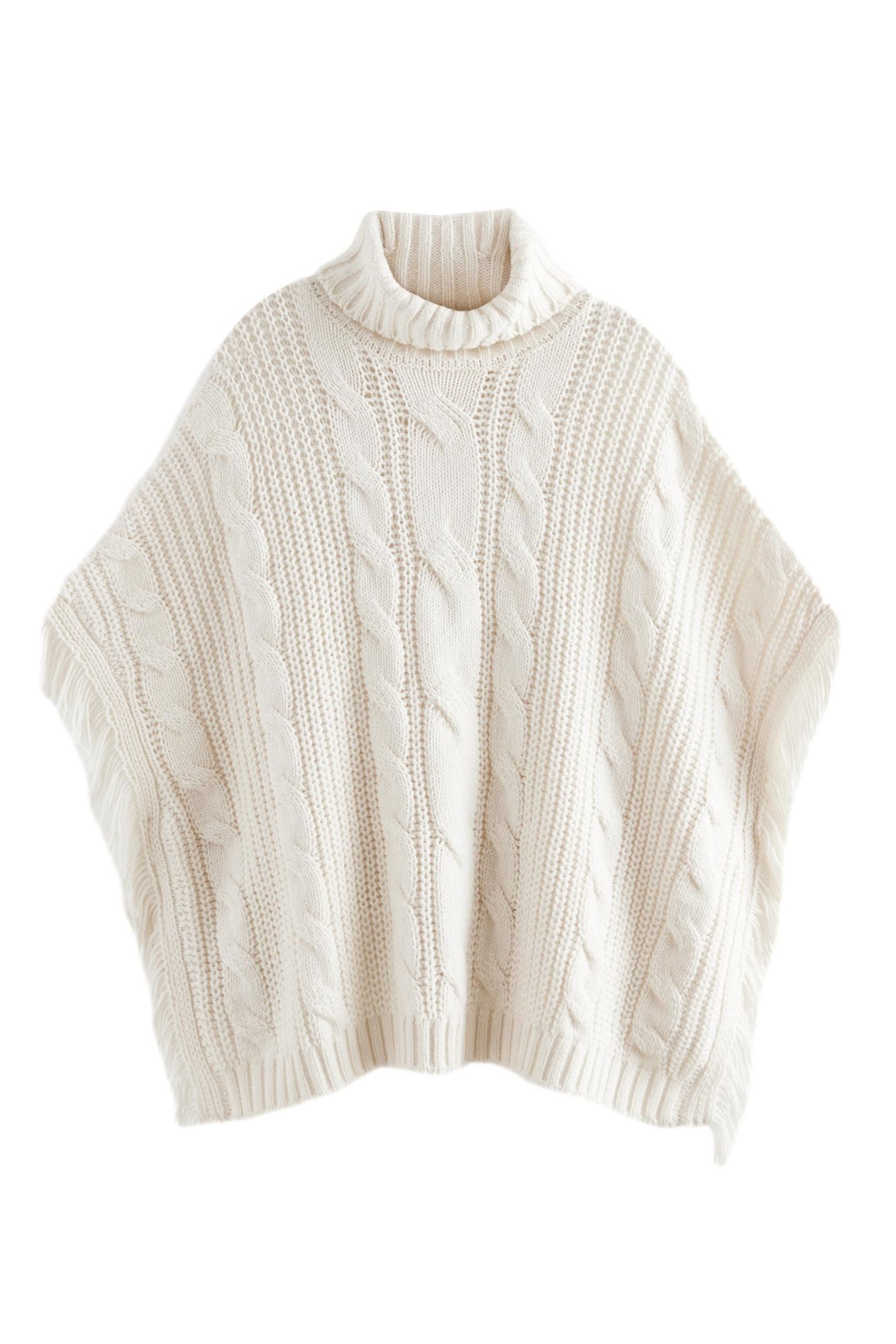 Next Strickponcho Cape-Strickjacke mit Rollkragen, Fransen (1-tlg) günstig online kaufen