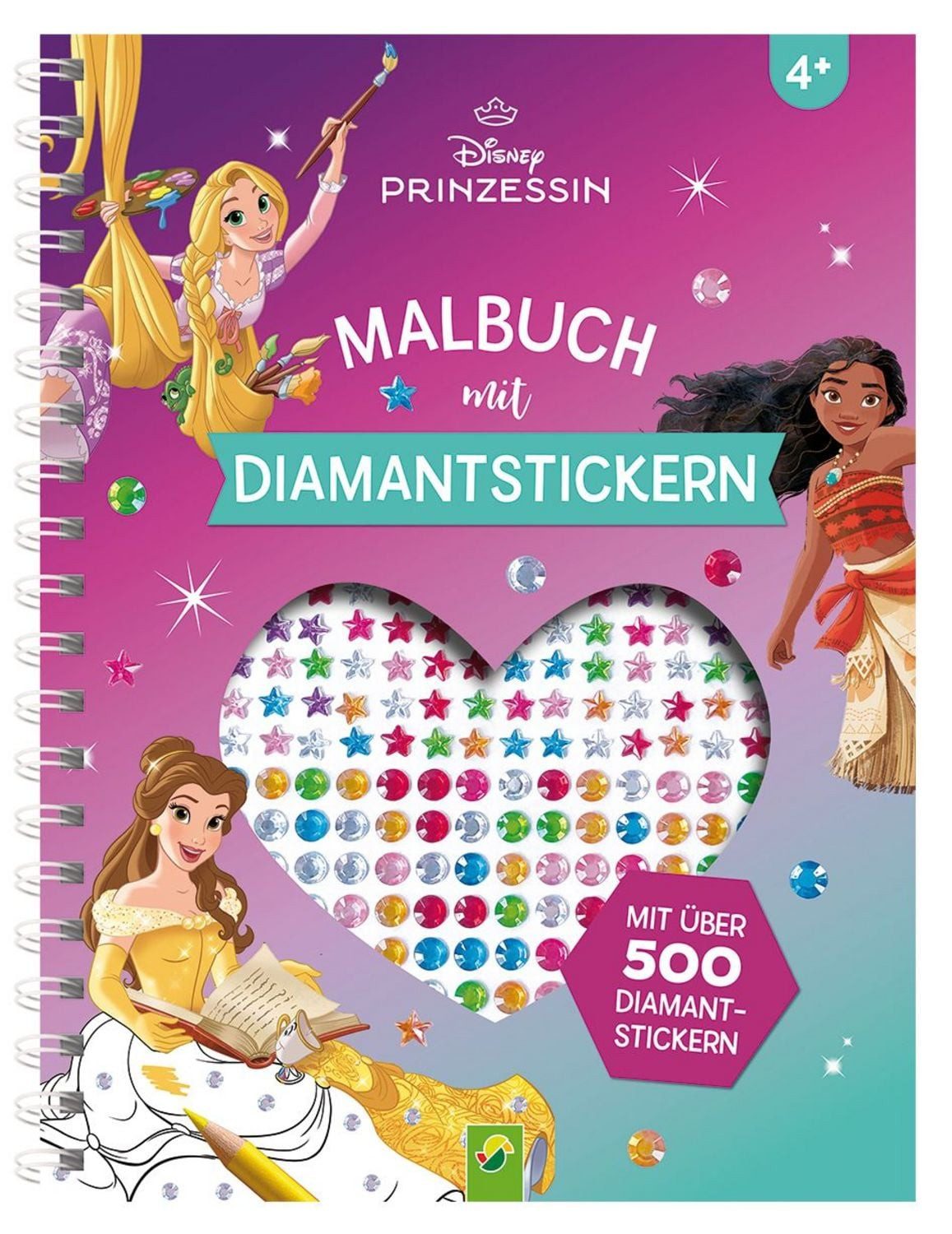 Disney Prinzessin Malbuch mit Diamantstickern, Malspaß mit über 500 f / Schwager & Steinlein Verlag