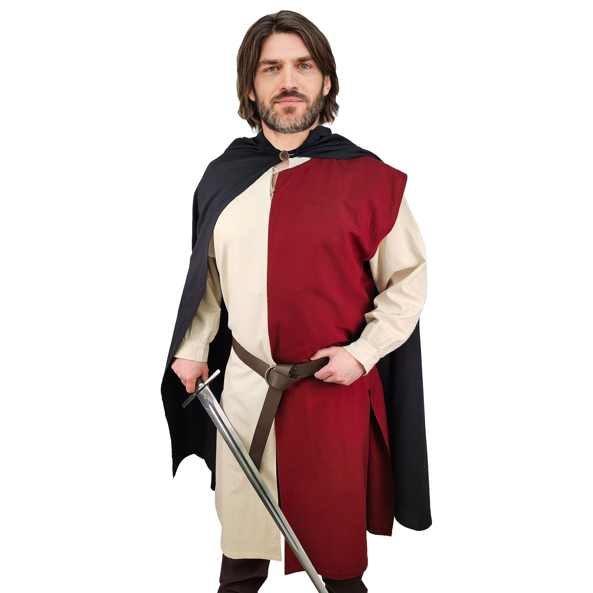 Vehi Mercatus Wikinger-Kostüm Mittelalter Wappenrock Rot / Natur "Enzio"