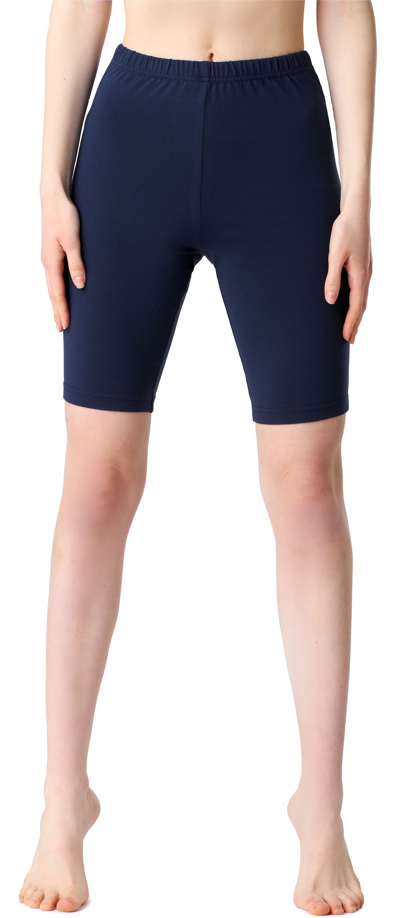 Baumwolle BLV50-200 (1-tlg) Damen Bund Bellivalini Marineblau Leggings Kurze elastischer Leggings aus