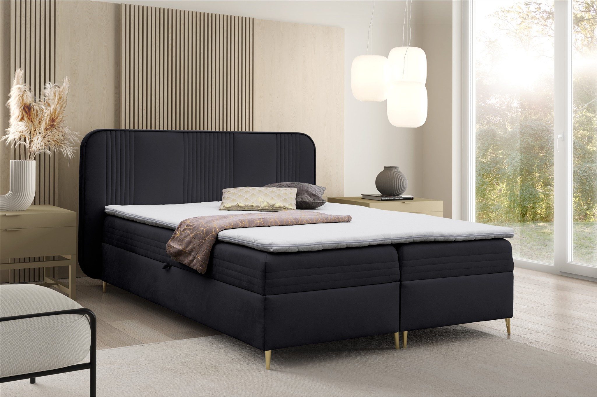Fun Möbel Boxbett Schlafzimmerbett ALIZE Stoff Fresh, inkl. Bettkasten und Topper