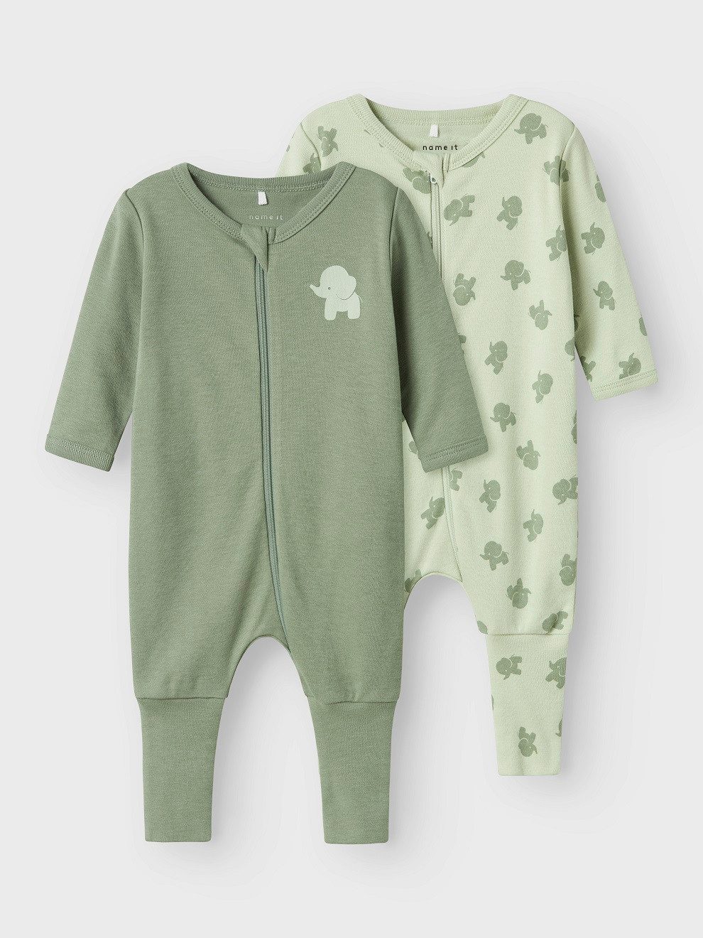 Name It Strampler NBMNIGHTSUIT 2P ZIP FF SEA ELEPHANT NOOS (Packung, 2-tlg., 2er-Pack)