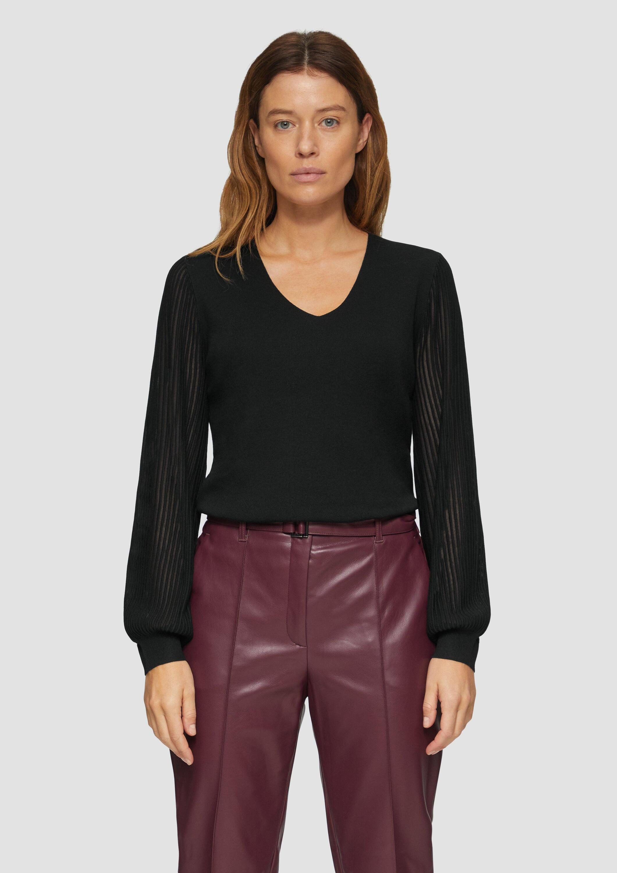 s.Oliver Longpullover Strickpullover Strickpullover mit semitransparenten Ä günstig online kaufen