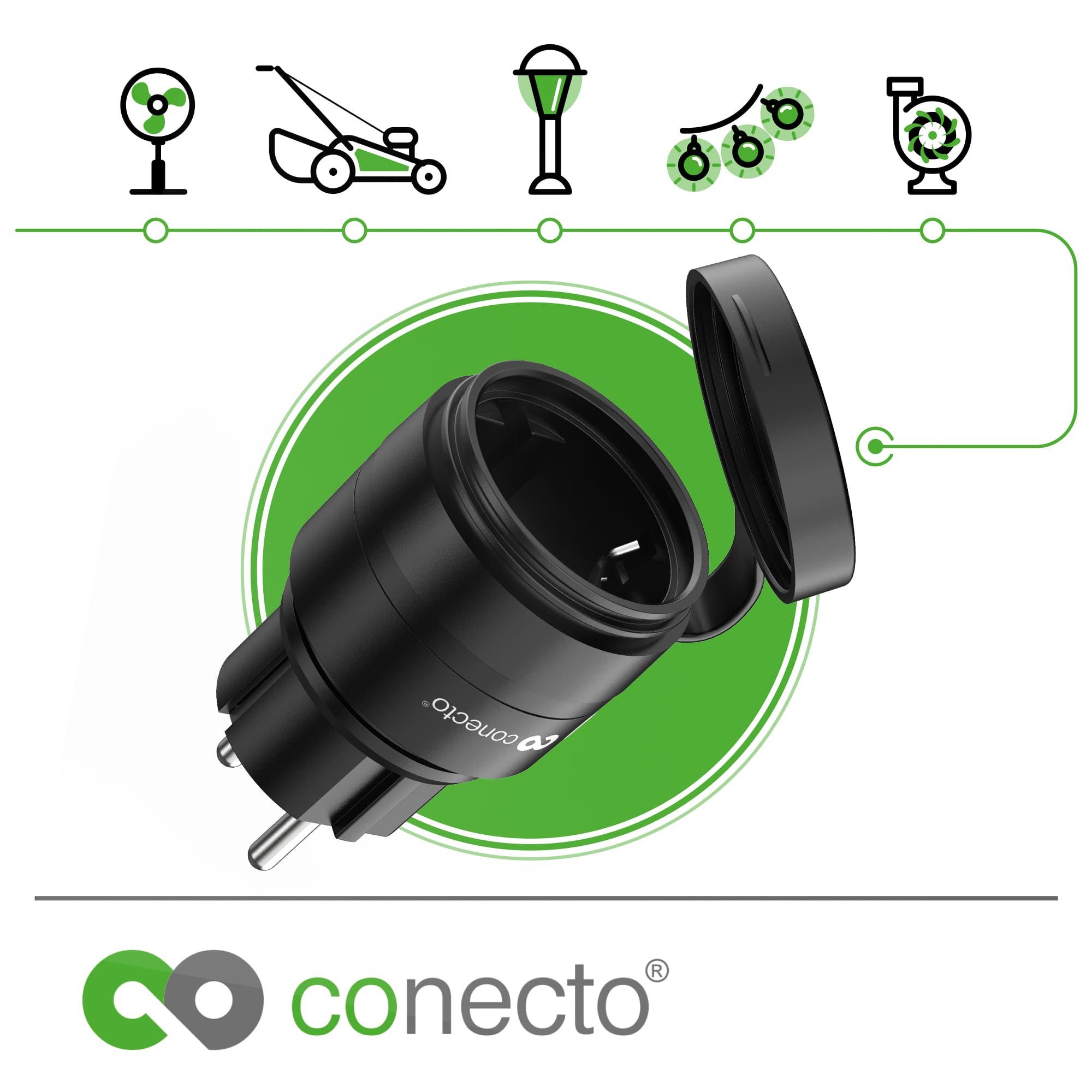 conecto Funksteckdose Funksteckdose mit Fernbedienung für außen Outdoor Set IP44, 3-St.