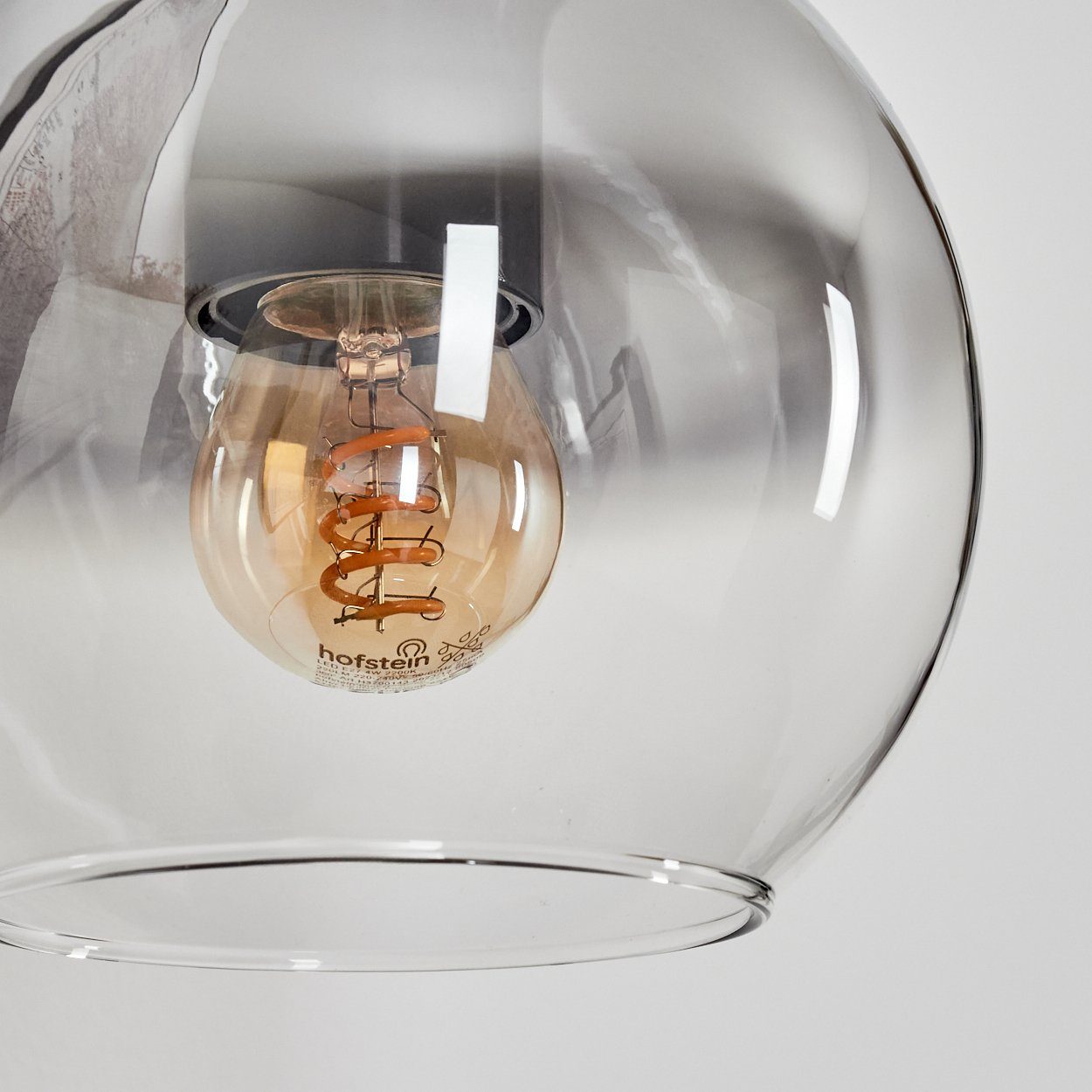 hofstein Wandleuchte Wandlampe aus Metall/Holz/Glas in Schwarz/Natur/Rauch/Klar, ohne Leuchtmittel, Leuchte mit Glasschirmen (15cm) u. Schalter, 1xE27, ohne Leuchtmittel