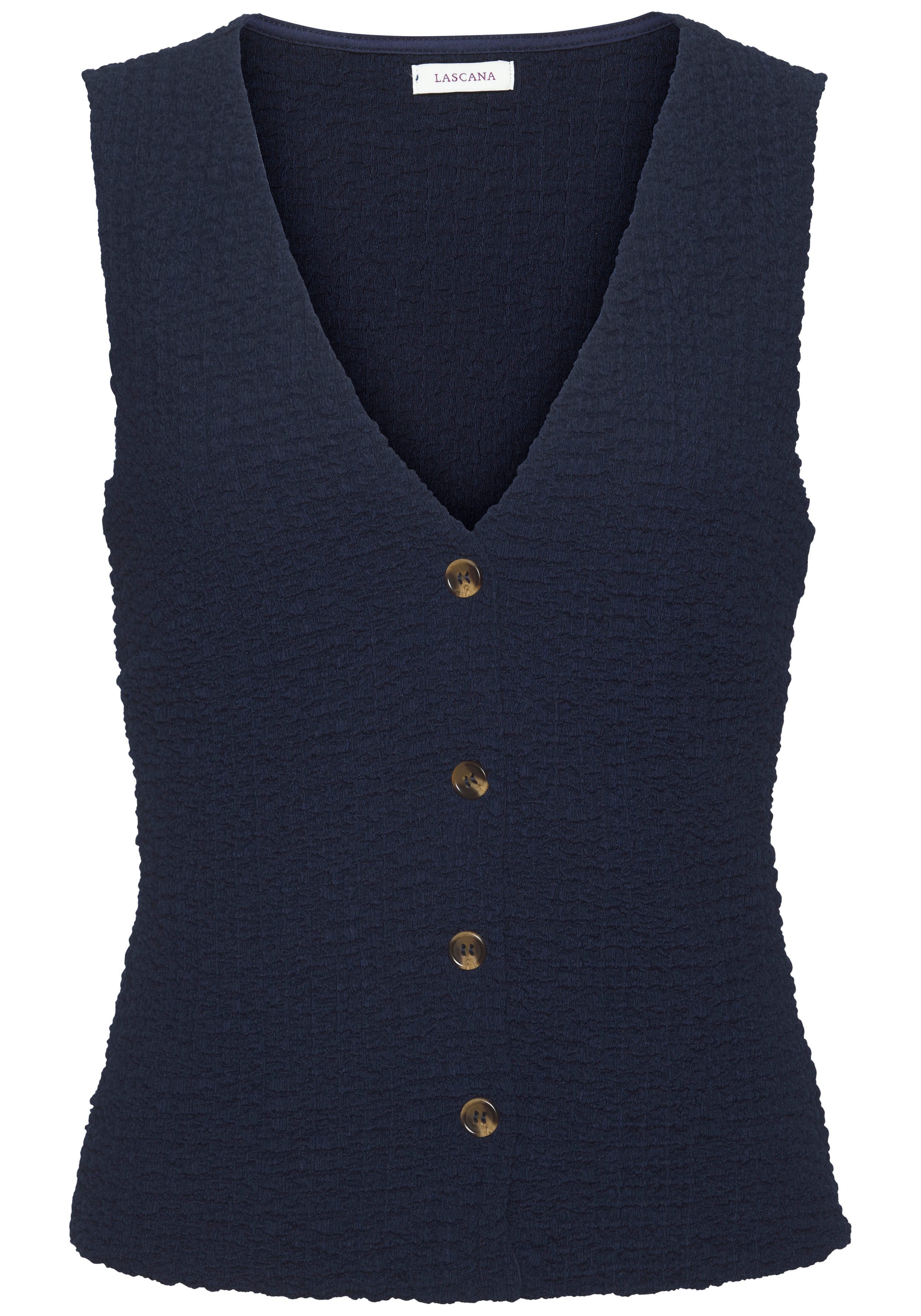 LASCANA Tanktop mit V-Ausschnitt, Sommertop, Anzugweste aus modischer Strukturware. € 39,99