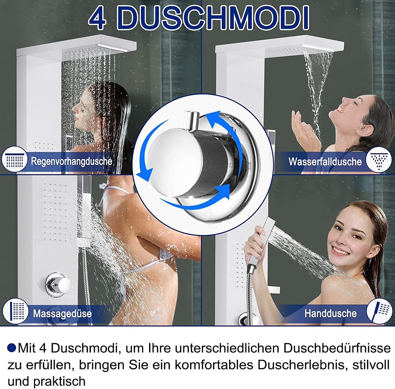 Weiß Duschsäule Duschpaneel AUFUN Edelstahl mit Duschsystem Duschsystem,