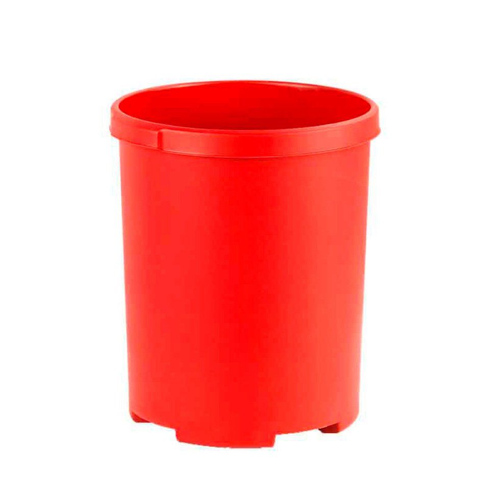 PROREGAL® Papierkorb Praktischer runder Kunststoff Papierkorb, 50L,  Grau Rot | Papierkörbe
