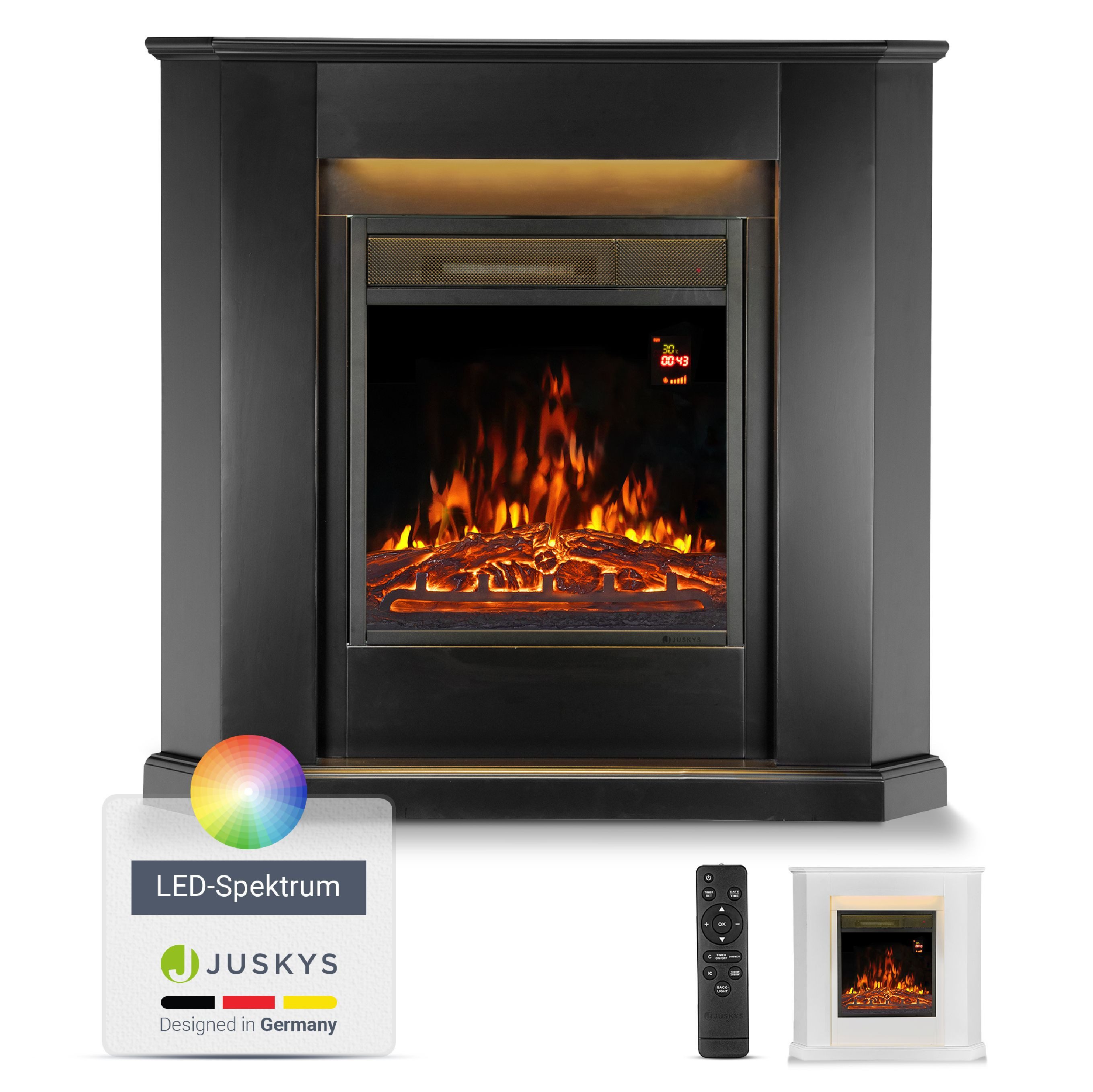 Juskys Elektrokamin, 2000 W Heizung, Flammeneffekt, Fernbedienung, LED-Lich günstig online kaufen