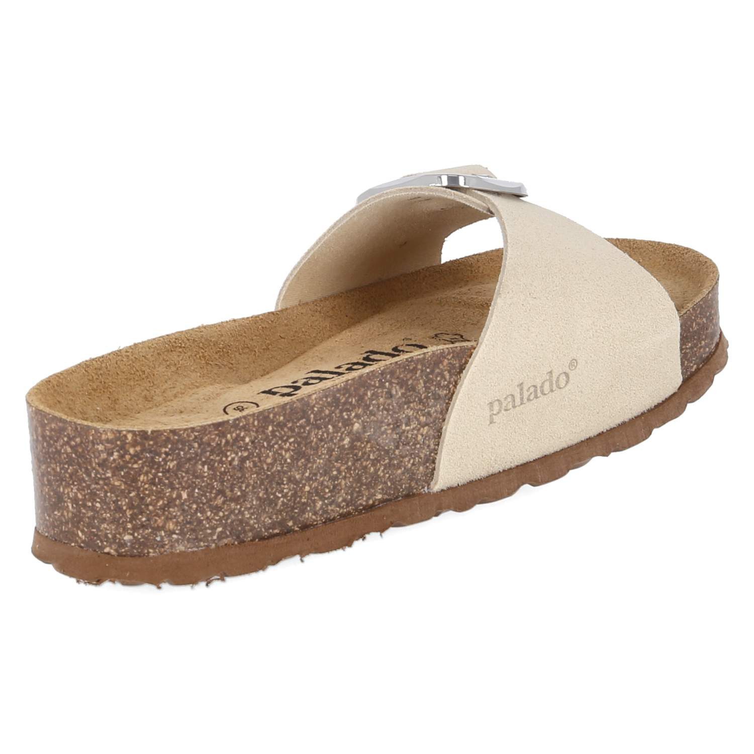 Palado Palado Flache Pantoletten PALA-251-781589-03 Damen Rauleder beige Pantolette – Bild 4 von 5