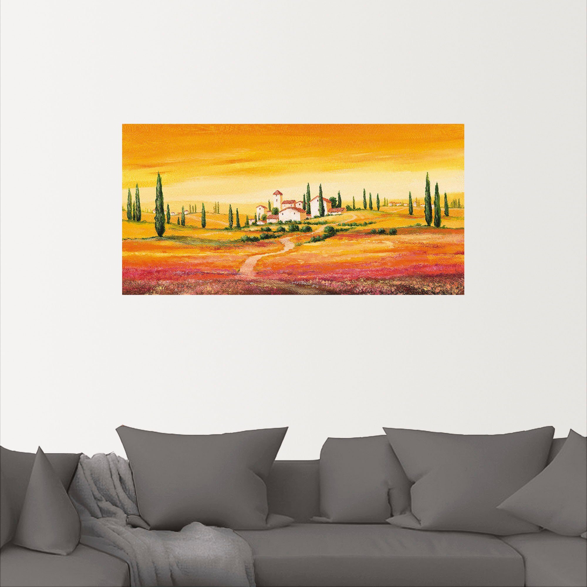 Größen Wandaufkleber Traumhafte Poster Leinwandbild, als (1 in St), toskanische Artland Alubild, versch. Europa Wandbild oder Landschaft,