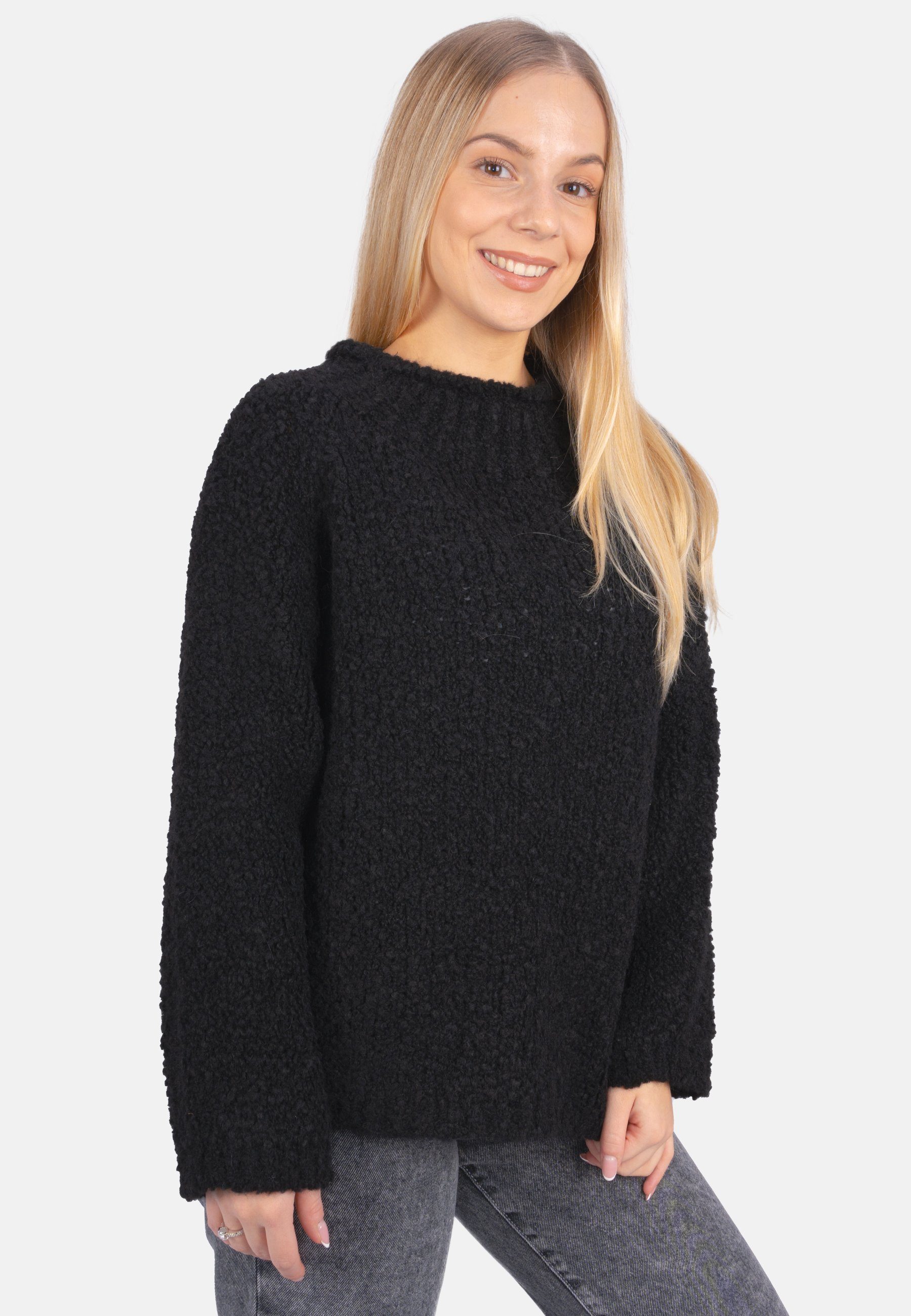Seasons of April V-Ausschnitt-Pullover Dina Kurzer Teddy Damen Pullover in uni Farben