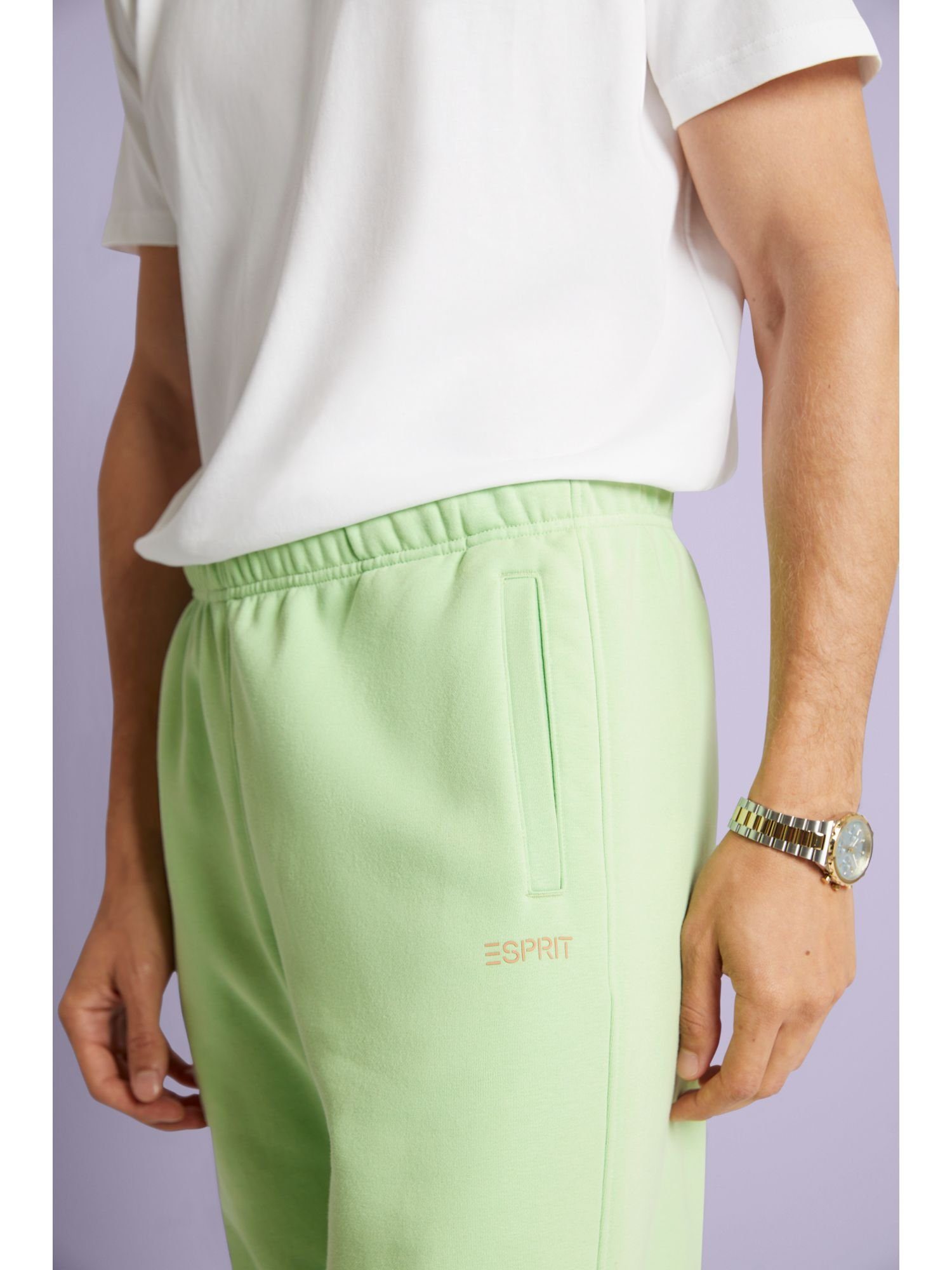 Logo-Sweatpants Esprit aus Baumwollfleece Jogginghose GREEN LIGHT
