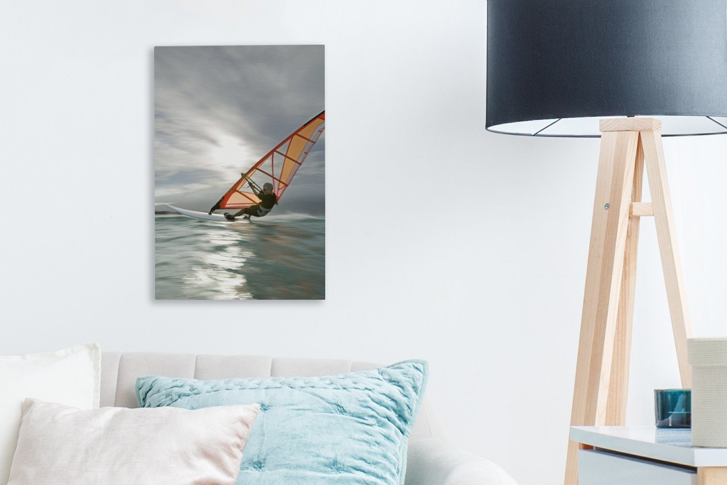 Leinwandbild Leinwandbild 20x30 Windsurfer bespannt St), (1 inkl. cm Zackenaufhänger, Amerika, Gemälde, OneMillionCanvasses® in Ein fertig