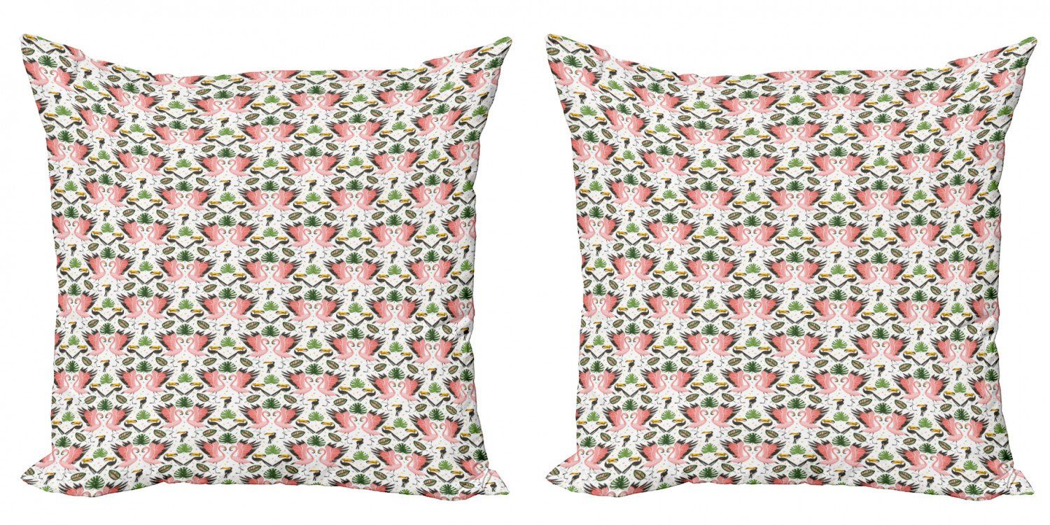 und Flamingo Blätter Kissenbezüge Exotische Accent Boho (2 Doppelseitiger Stück), Digitaldruck, Modern Abakuhaus