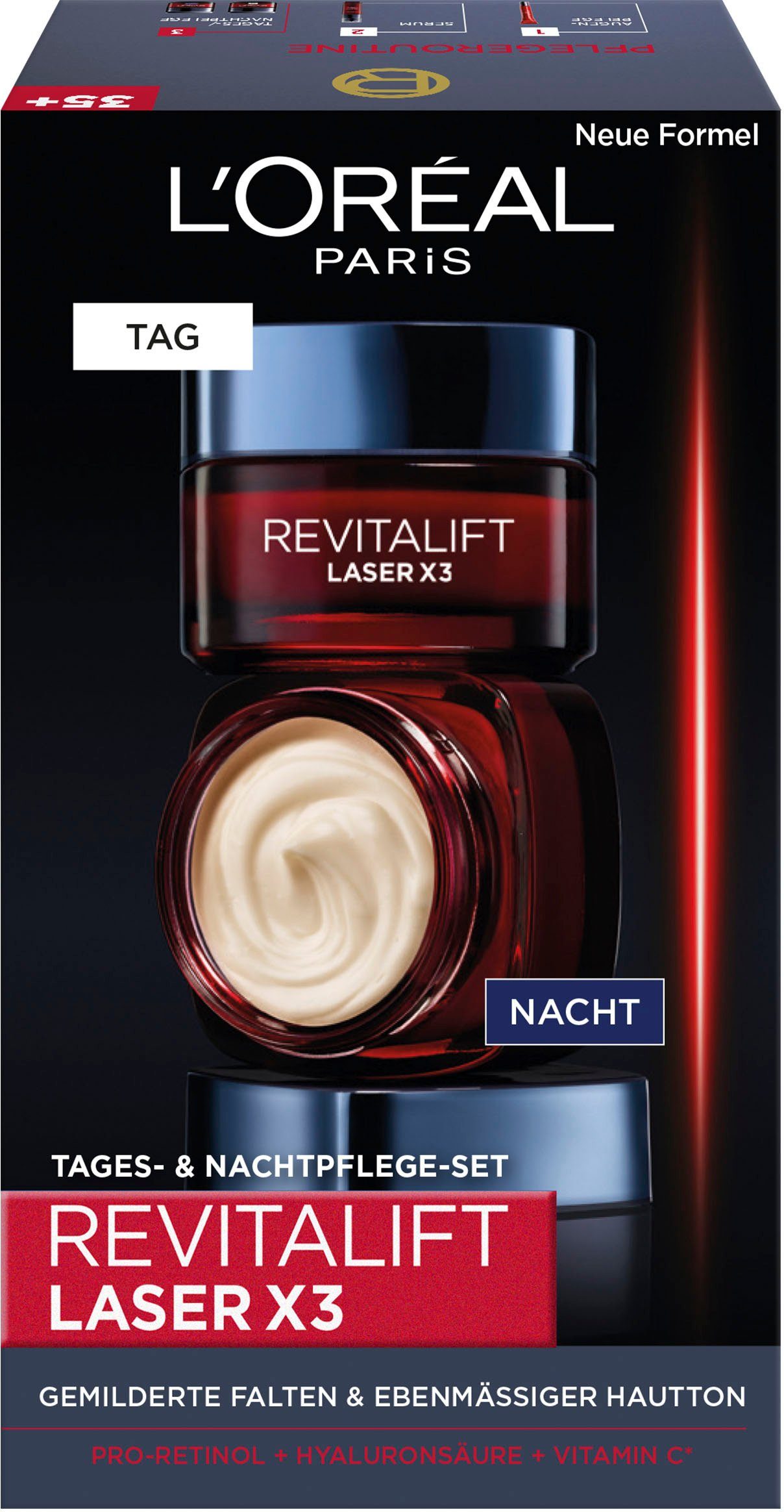 L'ORÉAL PARIS Gesichtspflege-Set RevitaLift Laser X3 Tag und Nacht, 2-tlg.