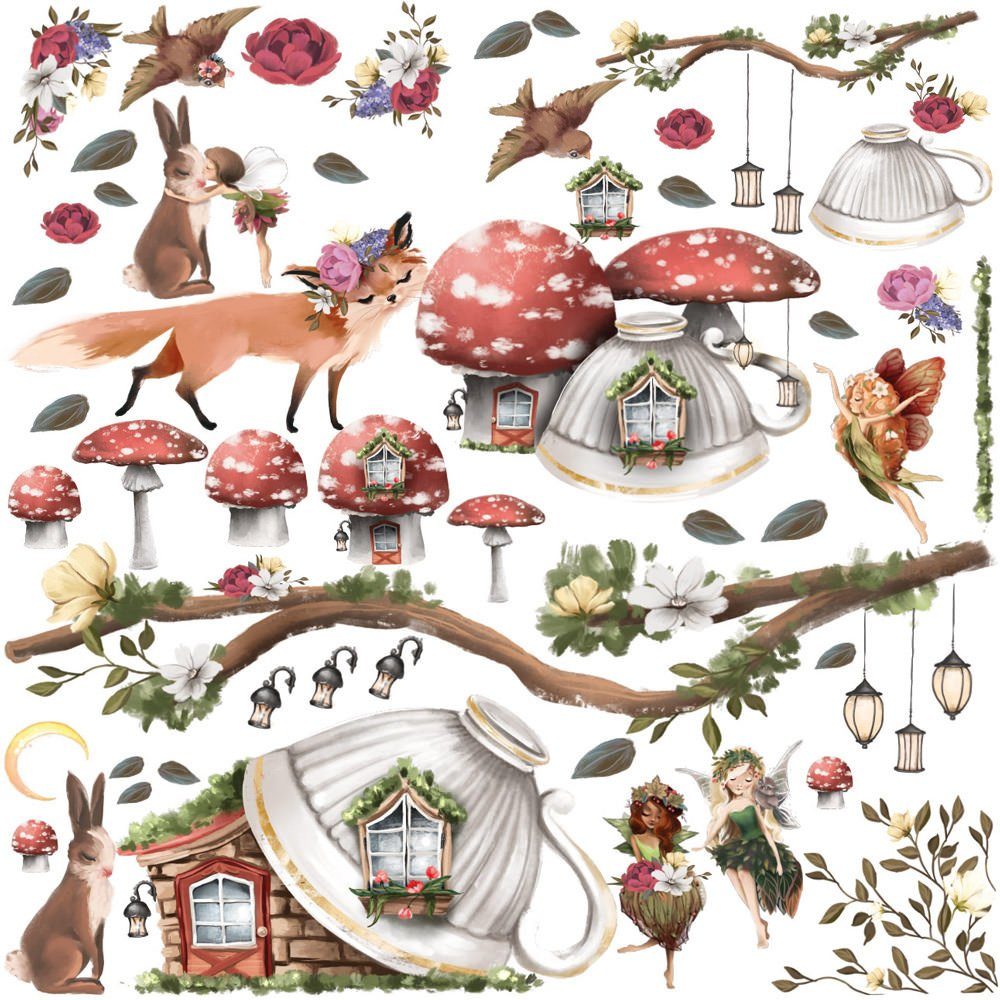 Sunnywall Wandtattoo XXL Wandtattoo Feenzimmer Set Zauberwald Kinderzimmer Aufkleber