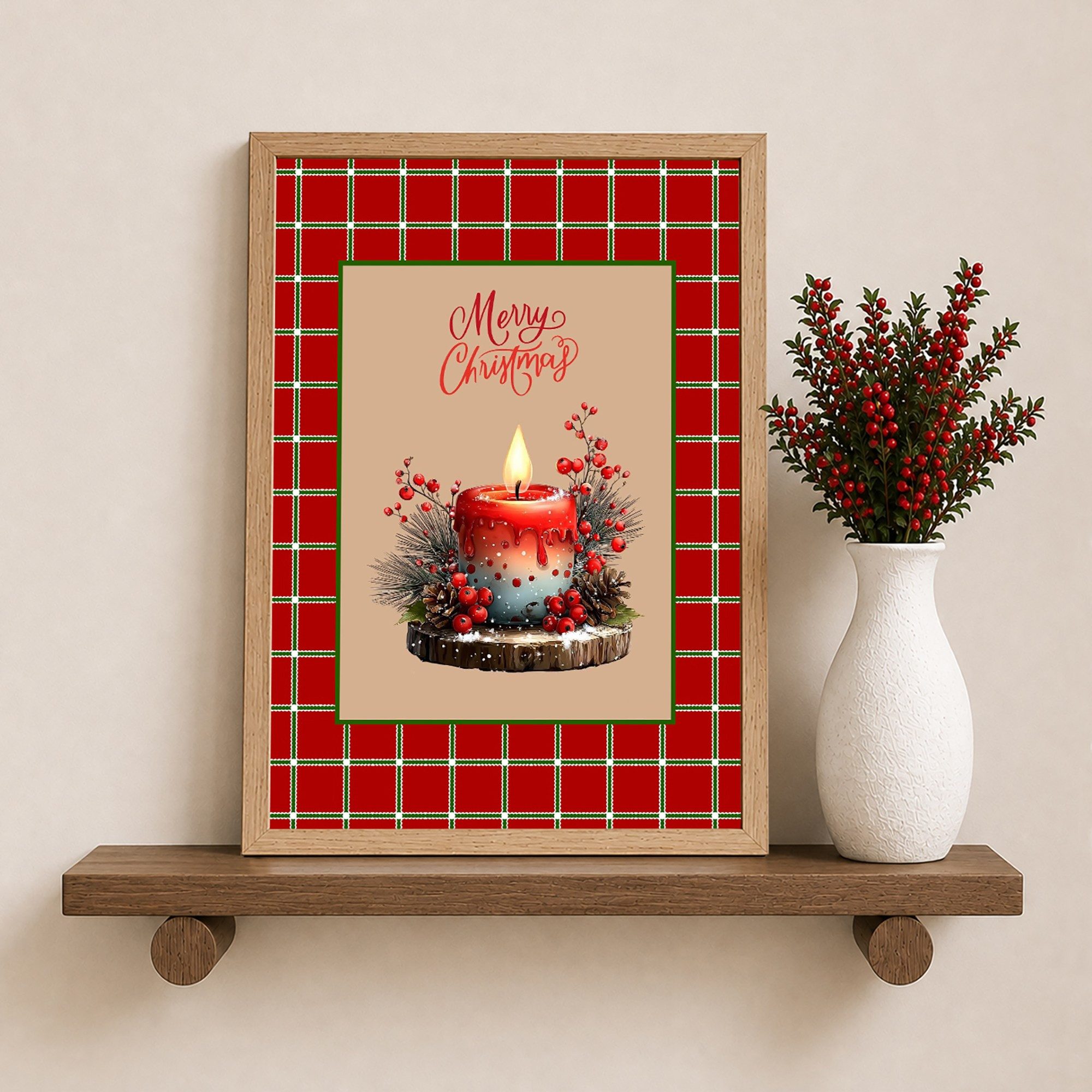 Wallity Bild mit Rahmen Weihnachten, Weihnachtsmotiv 12339, Weihnachtsmotiv, MDF mit Kunststoffrahmen