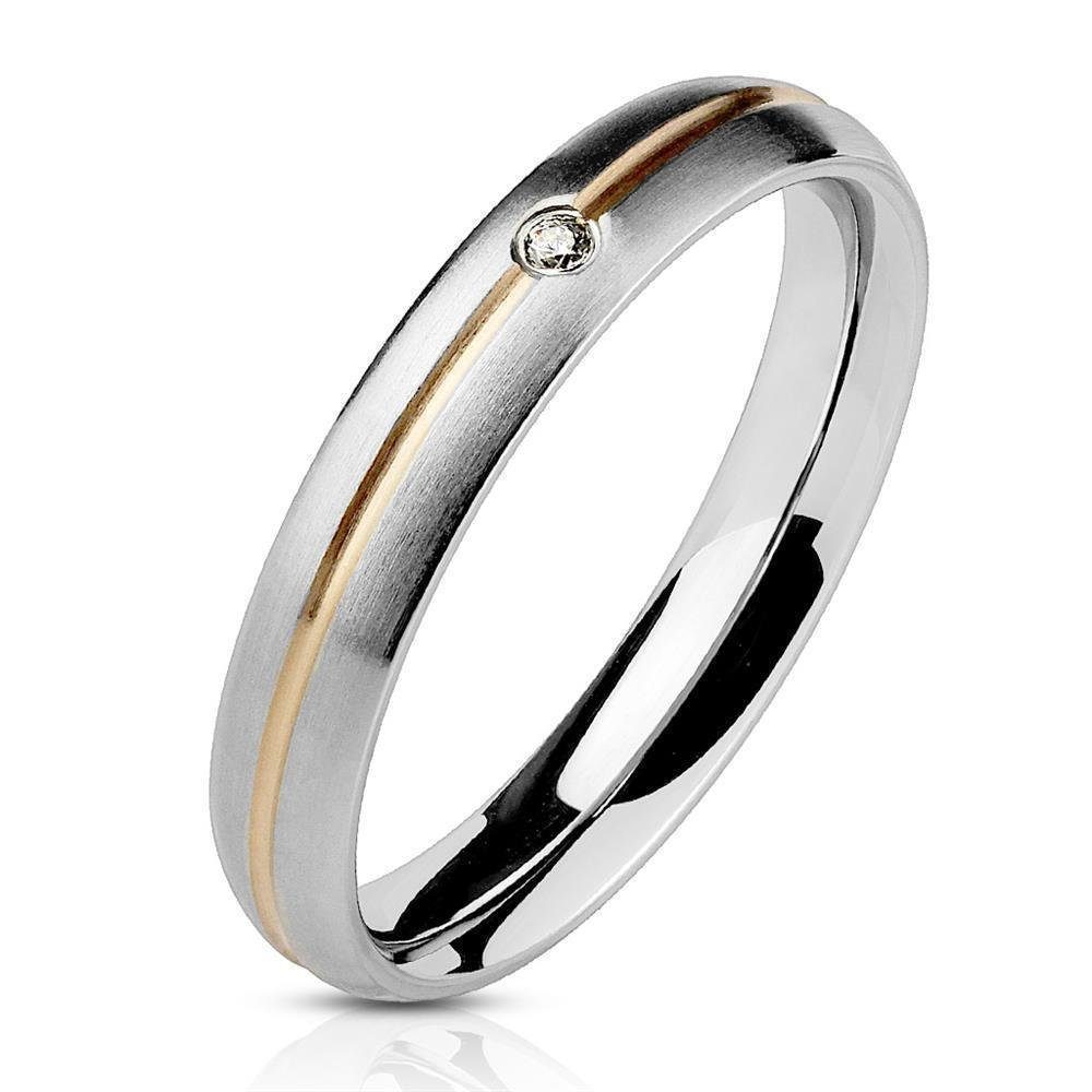 BUNGSA Fingerring Ring zweifarbig Silber aus Edelstahl Damen (Ring, 1-tlg), Frauen Mädchen