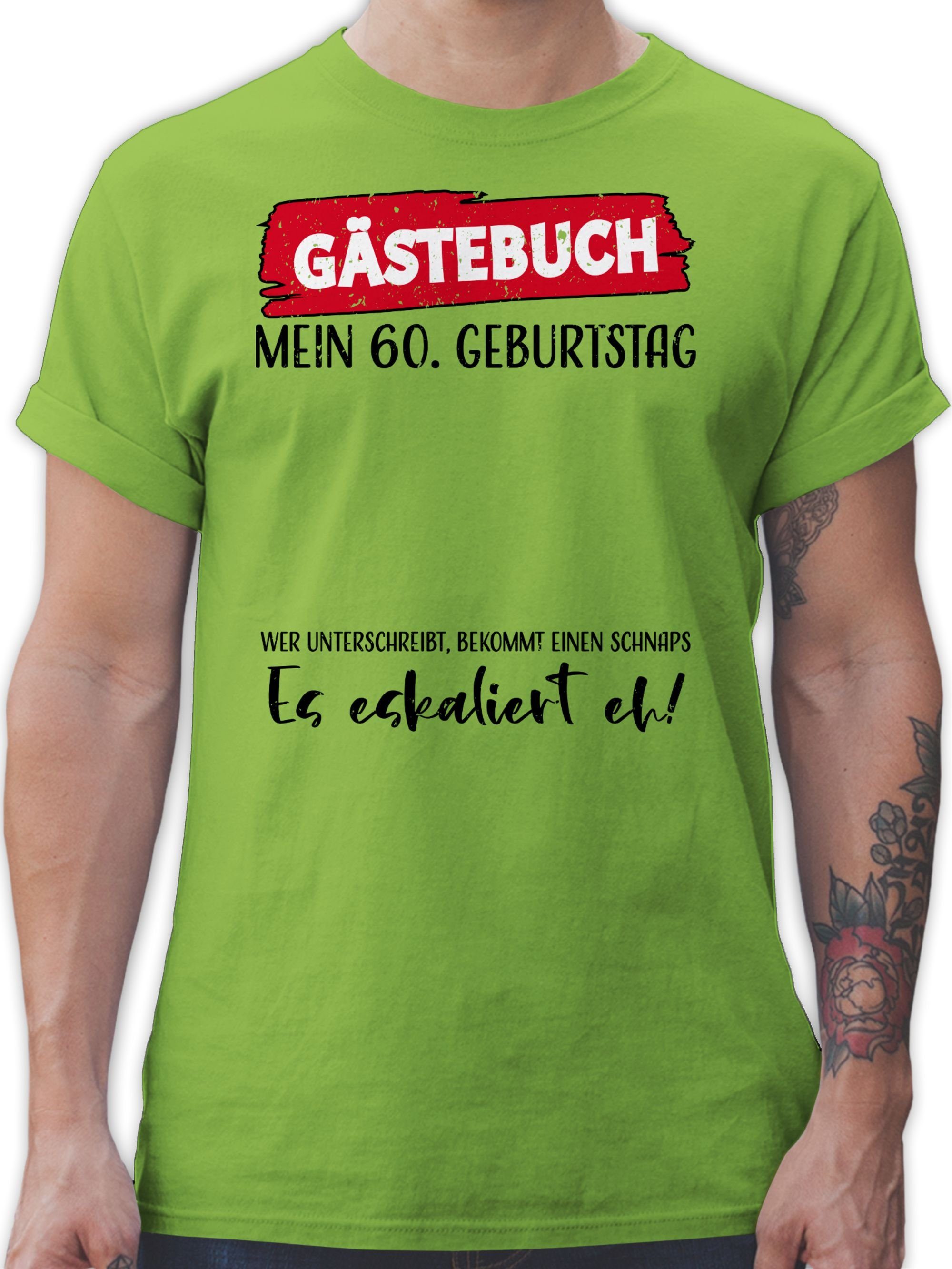 Shirtracer T-Shirt Gästebuch 60. Geburtstag 60. Geburtstag 03 Hellgrün
