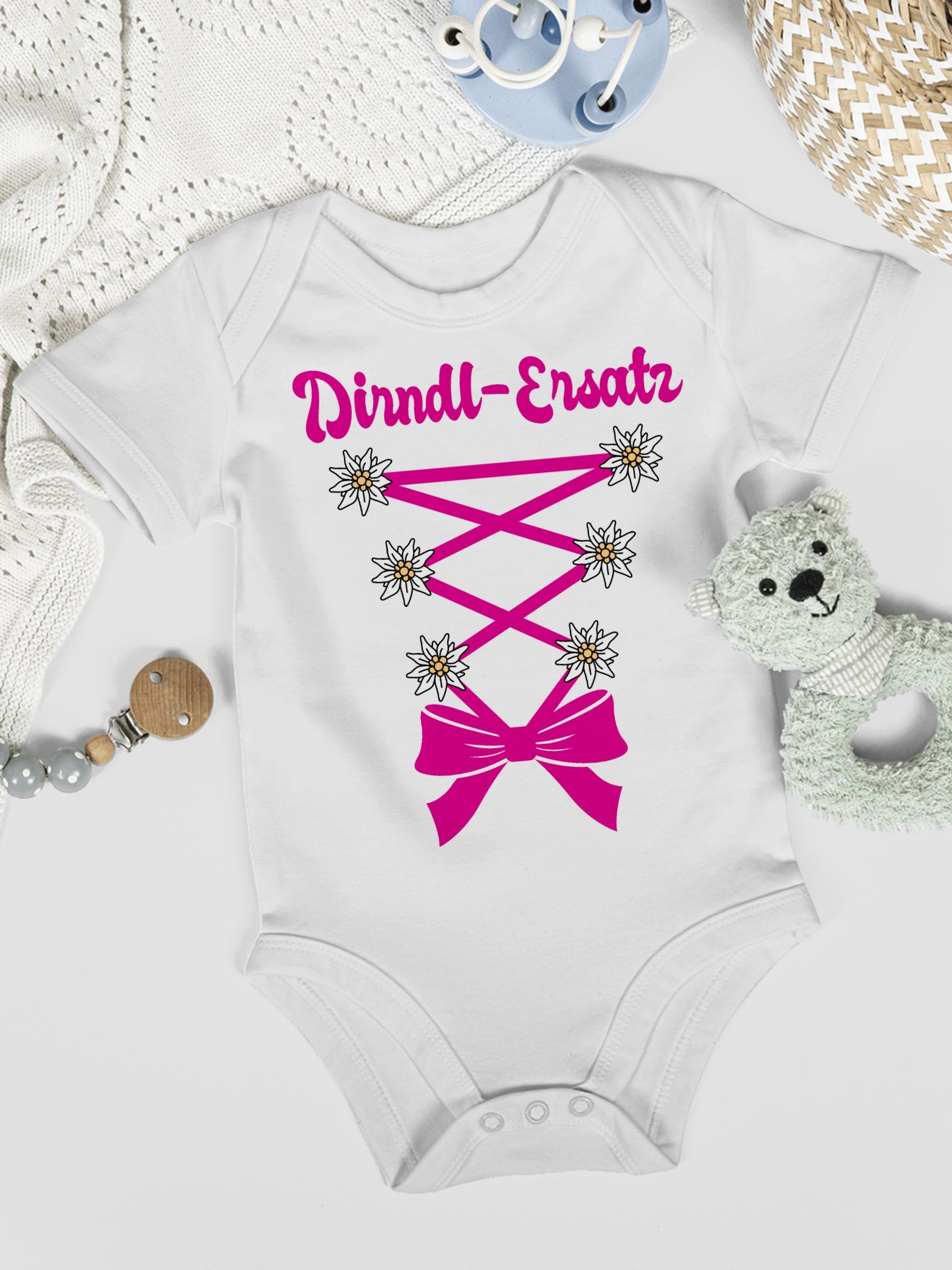 Baby 1 für fuchsia Korsage Weiß Oktoberfest Shirtbody Outfit Dirndl-Ersatz Mode - Shirtracer