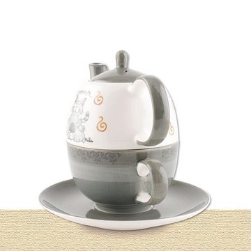 Mila Teekanne Mila Keramik Tee-Set Oommh Katze Pure, 0,4 l, (Set)
