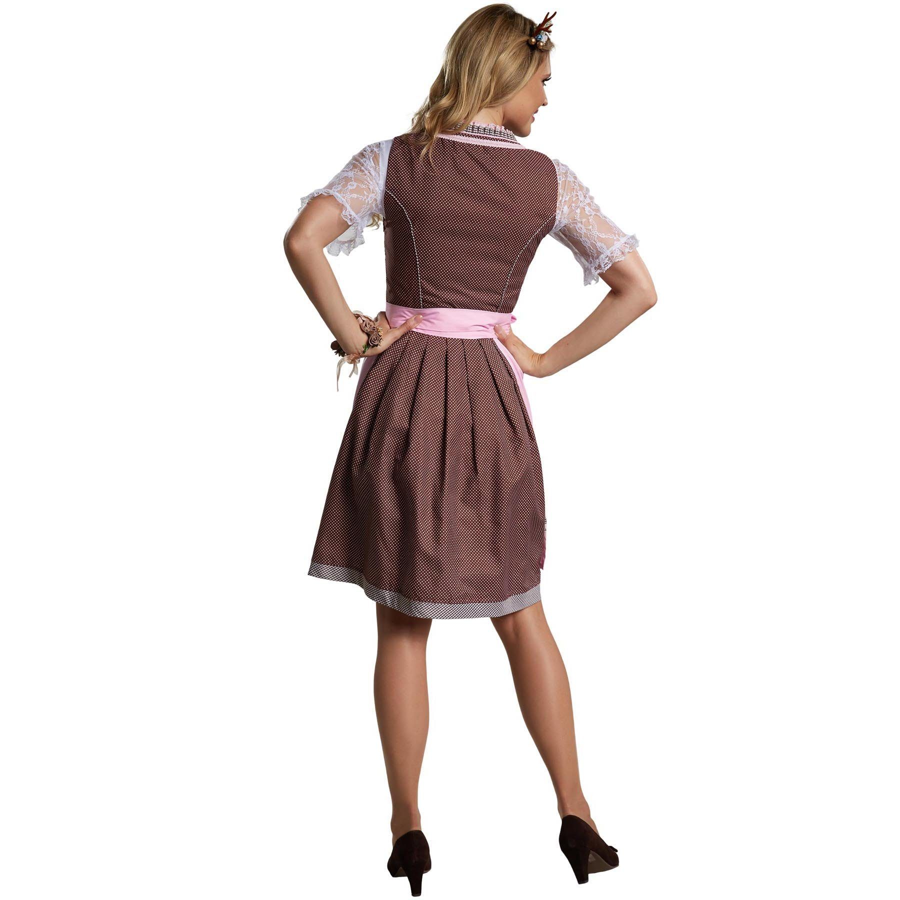 dressforfun Dirndl Frauenkostüm Mini-Dirndl Altötting Modell 2 Tailliertes Dirndl mit kurzem Rock und Schürze – Bild 5 von 5