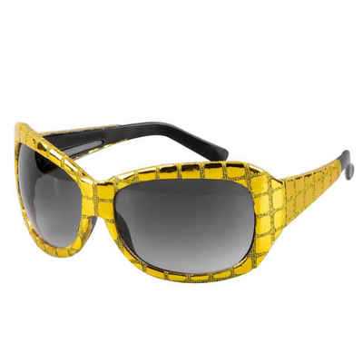 Metamorph Kostüm Disco Sonnenbrille gold, Im richtigen Licht machst Du damit jeder Discokugel Konkurrenz!