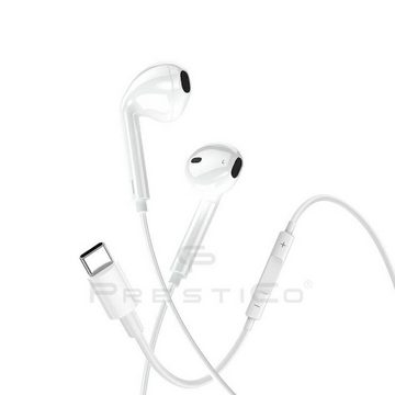 PrestiCo HF3​ In-Ear USB Typ C Kopfhörer Weiß In-Ear-Kopfhörer (Kabelgebunden, In-Ear-kopfhörer, kabelgebunden, Universal, Passen zu allen Modellen, Typ-C)
