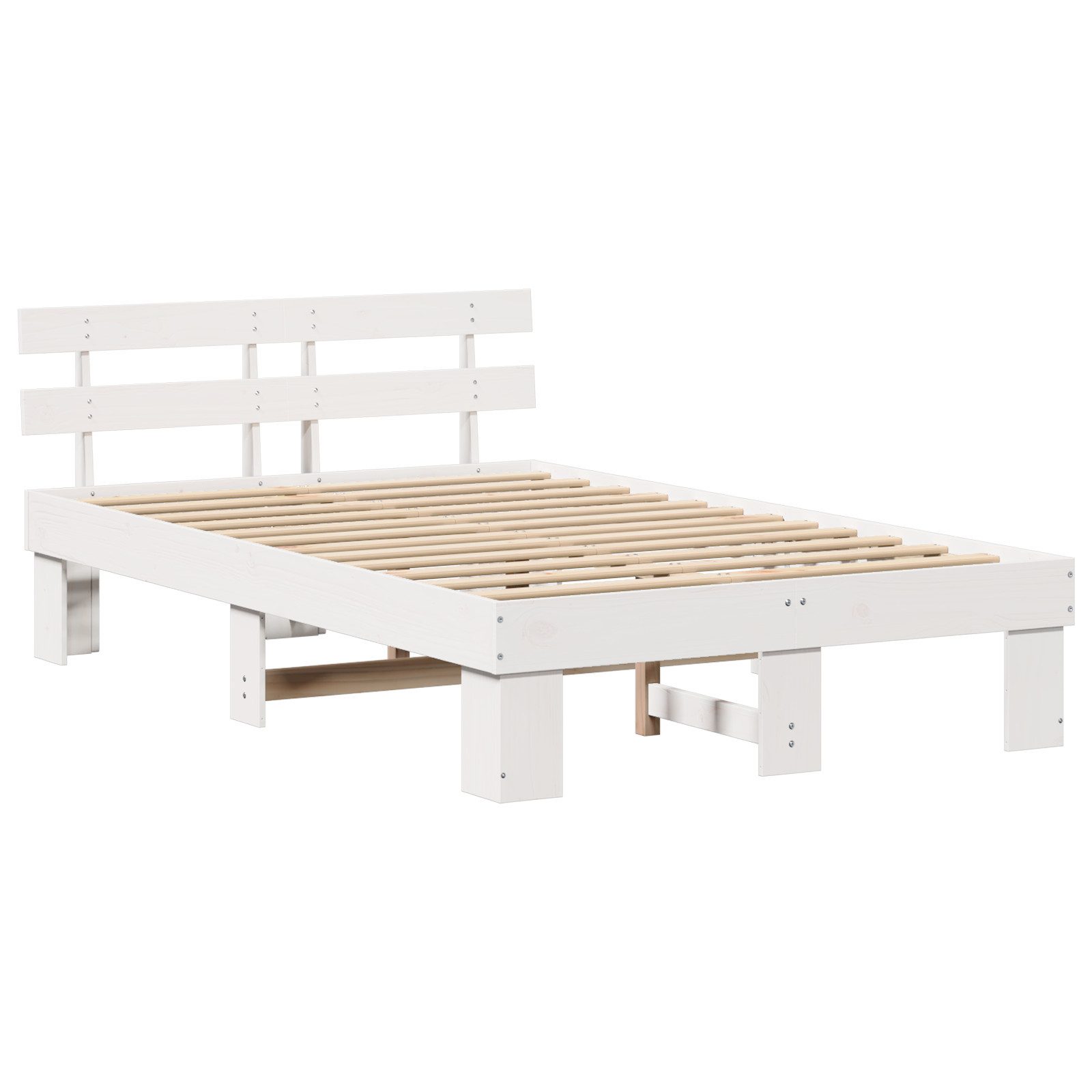 vidaXL Bett Bettgestell mit Kopfteil Weiß günstig online kaufen